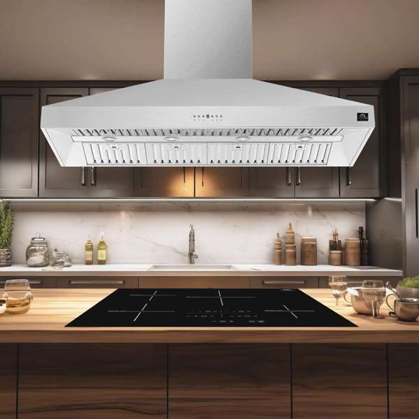 FORNO Coppito 60" 1,200 CFM Island Range Hood in Stainless Steel, FRHIS5129-60