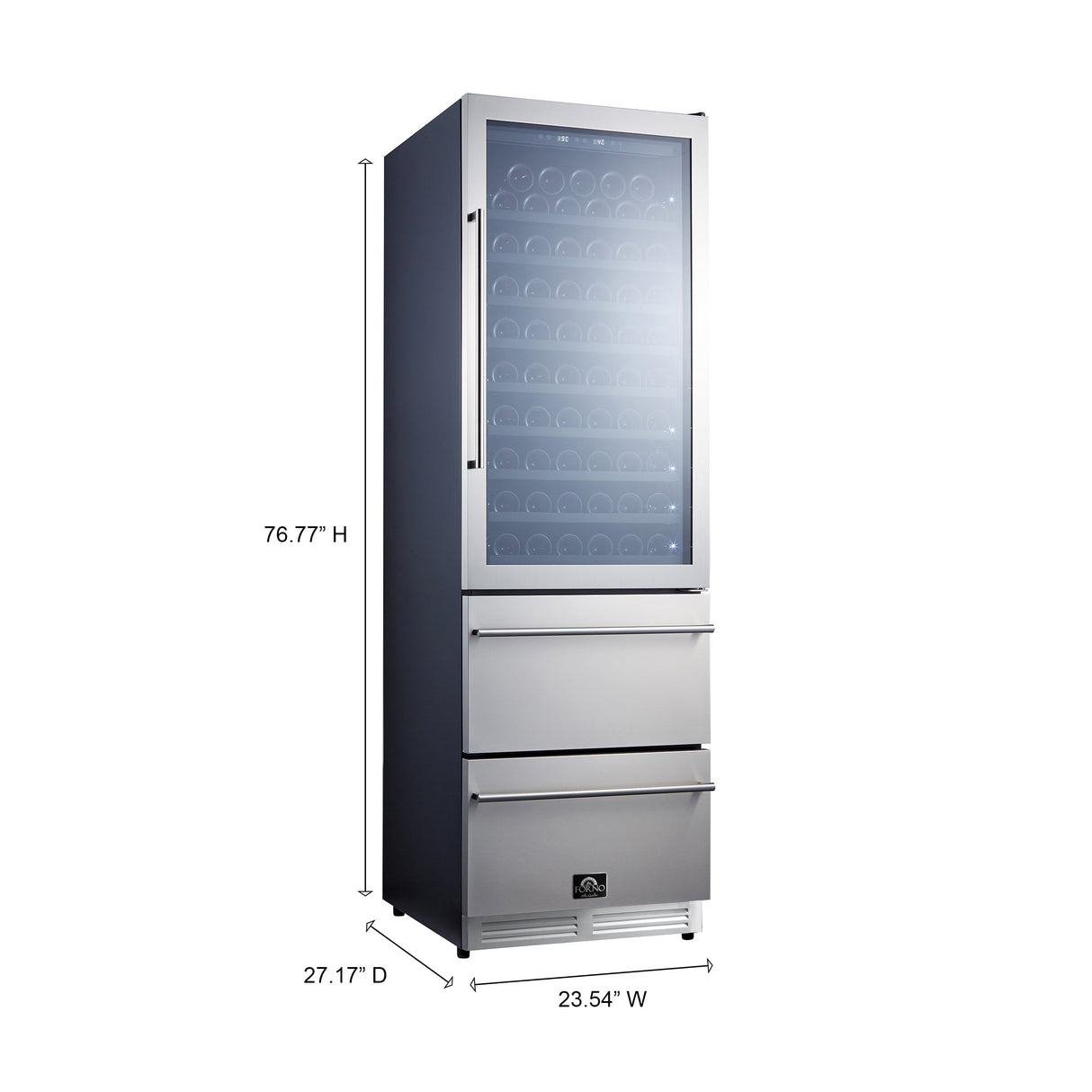 FORNO Azienda 24" 108 Bottle Triple Zone Wine Cooler, FWCDR6628-24S