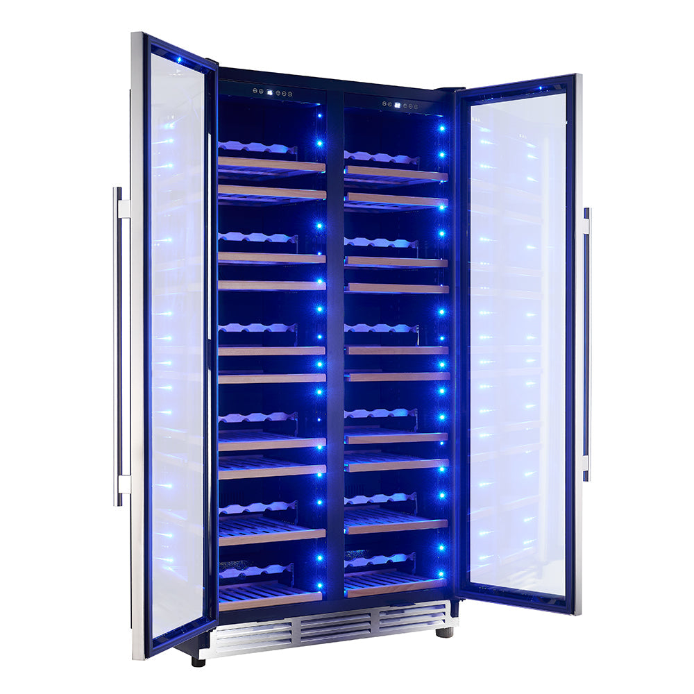 FORNO Vernazza 40" 25.07 cu.ft. 166 Bottle Dual Zone Wine Cooler in Stainless Steel, FWCDR6642-40S