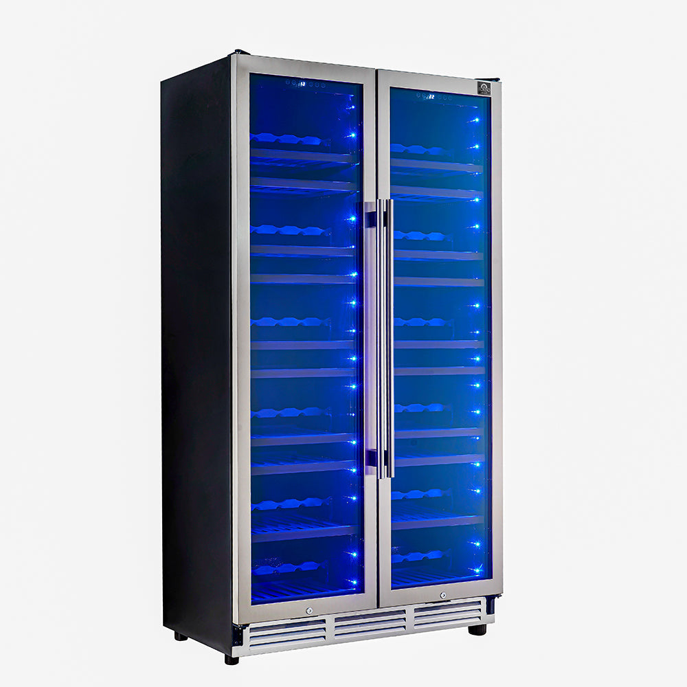 FORNO Vernazza 40" 25.07 cu.ft. 166 Bottle Dual Zone Wine Cooler in Stainless Steel, FWCDR6642-40S