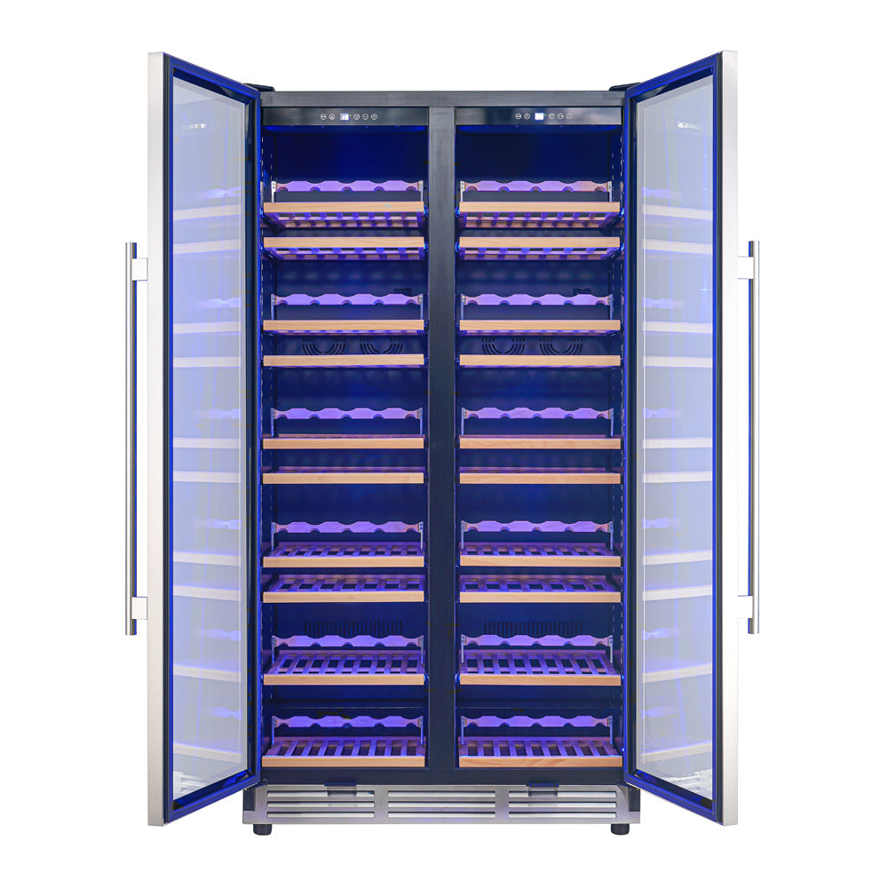 FORNO Vernazza 40" 25.07 cu.ft. 166 Bottle Dual Zone Wine Cooler in Stainless Steel, FWCDR6642-40S
