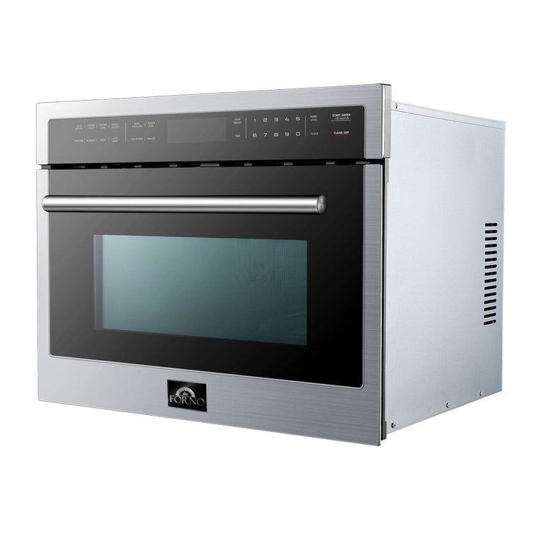 FORNO Package - 36" Electric French Door Range, Wall Mount Range Hood, Refrigerator, Dishwasher, Microwave and Wine Cooler, AP-FFSEL6917-36-6PK-1
