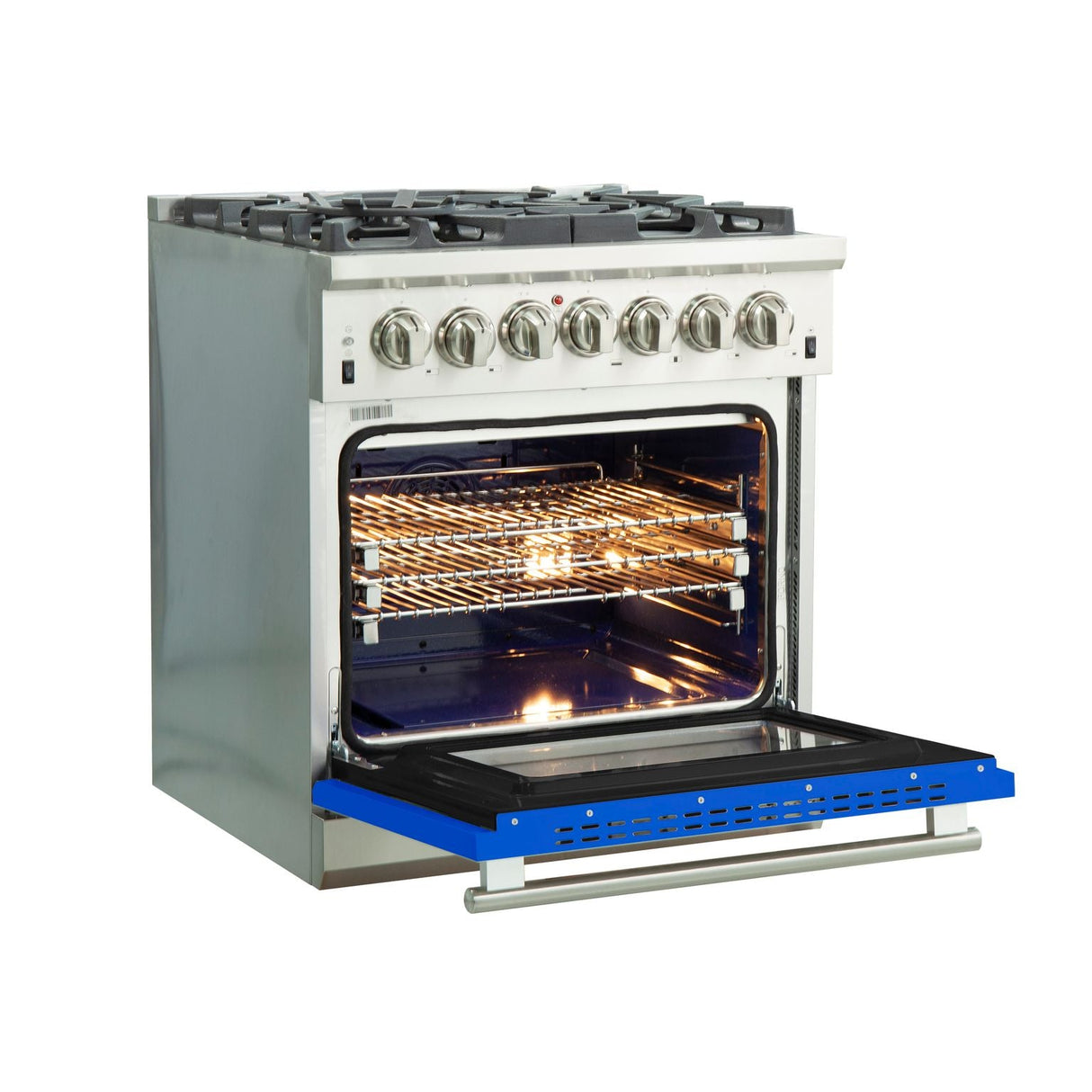 FORNO Capriasca 30" 4.32 cu. ft. Dual Fuel Range with 5 Italian Burners in Blue, FFSGS6187-30BLU