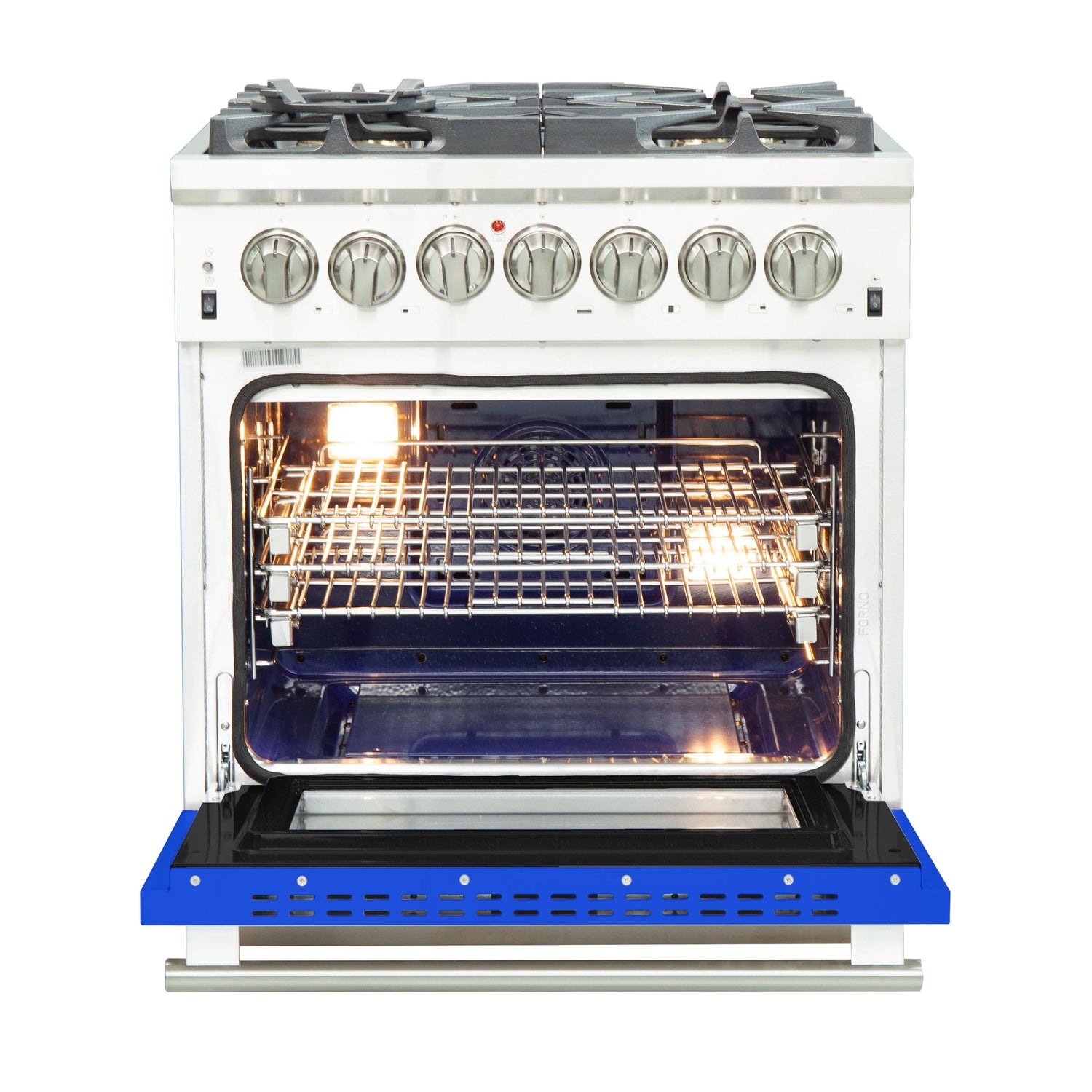 FORNO Capriasca 30" 4.32 cu. ft. Dual Fuel Range with 5 Italian Burners in Blue, FFSGS6187-30BLU