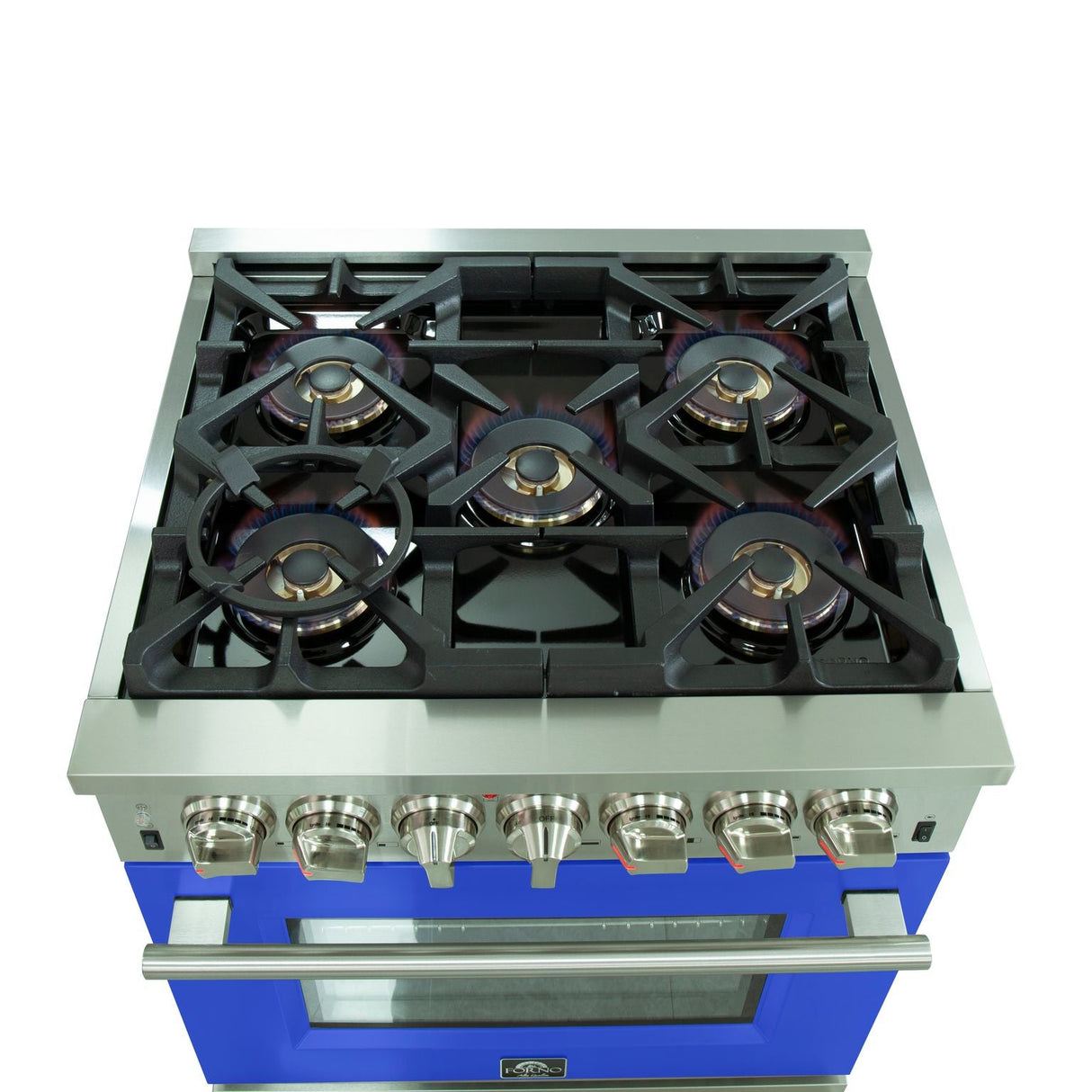 FORNO Capriasca 30" 4.32 cu. ft. Dual Fuel Range with 5 Italian Burners in Blue, FFSGS6187-30BLU