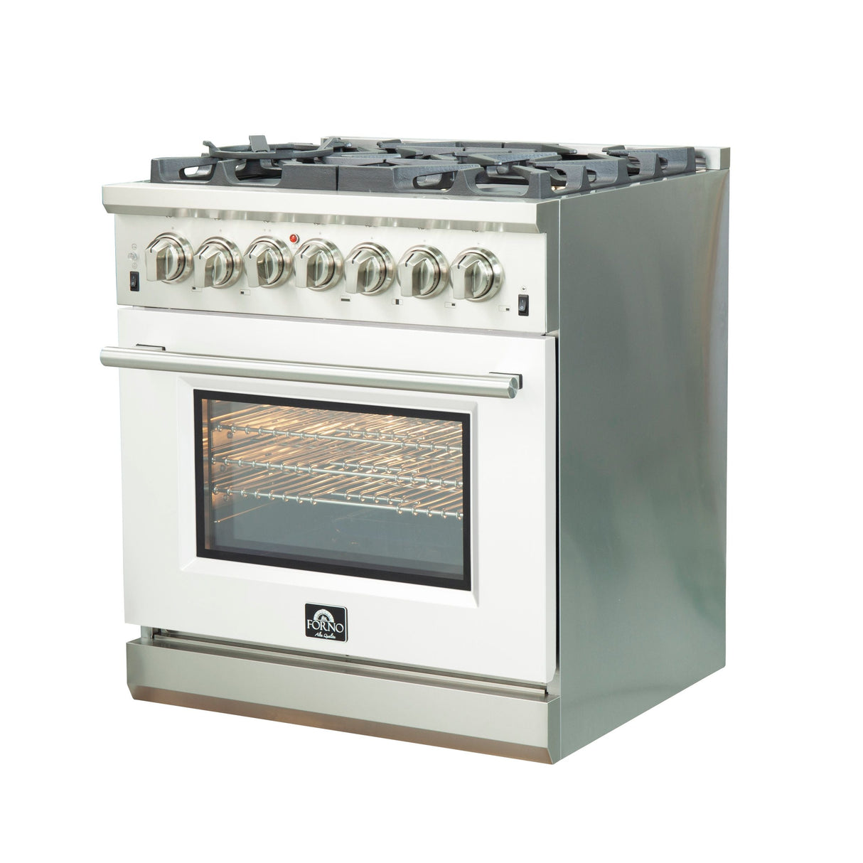 FORNO Capriasca 30" 4.32 cu. ft. Dual Fuel Range with 5 Italian Burners in White, FFSGS6187-30WHT