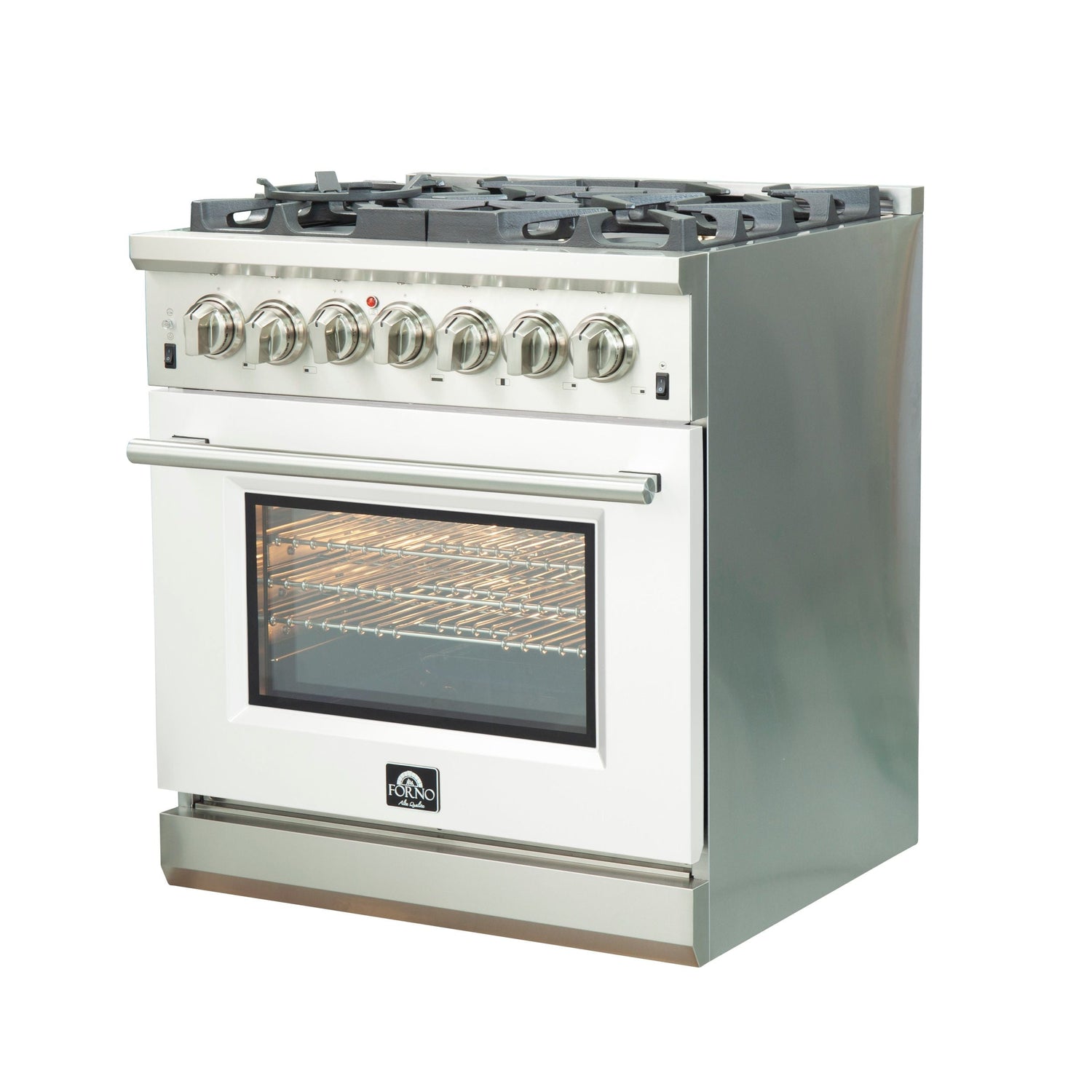 FORNO Capriasca 30" 4.32 cu. ft. Dual Fuel Range with 5 Italian Burners in White, FFSGS6187-30WHT