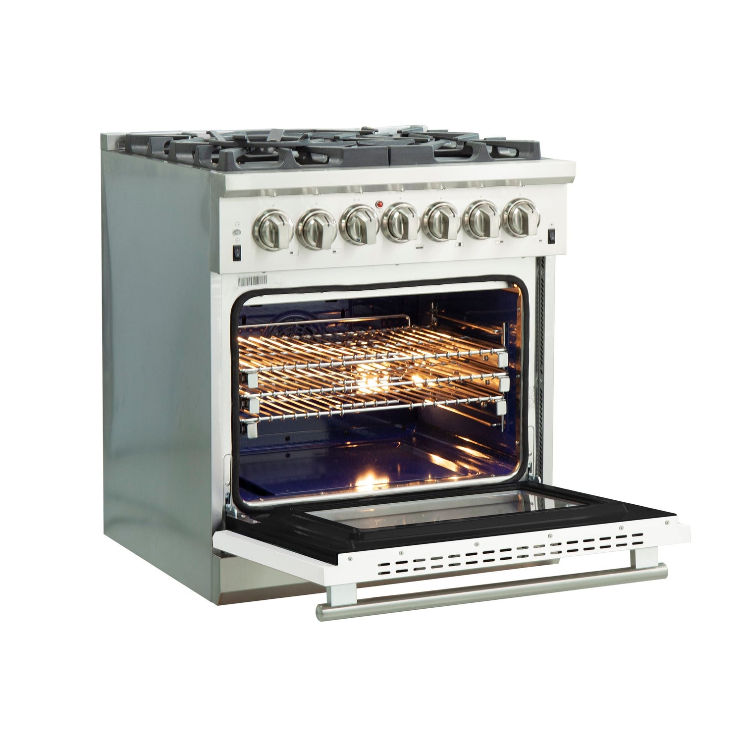 FORNO Capriasca 30" 4.32 cu. ft. Dual Fuel Range with 5 Italian Burners in White, FFSGS6187-30WHT
