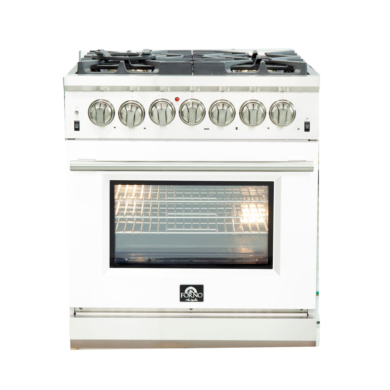 FORNO Capriasca 30" 4.32 cu. ft. Dual Fuel Range with 5 Italian Burners in White, FFSGS6187-30WHT
