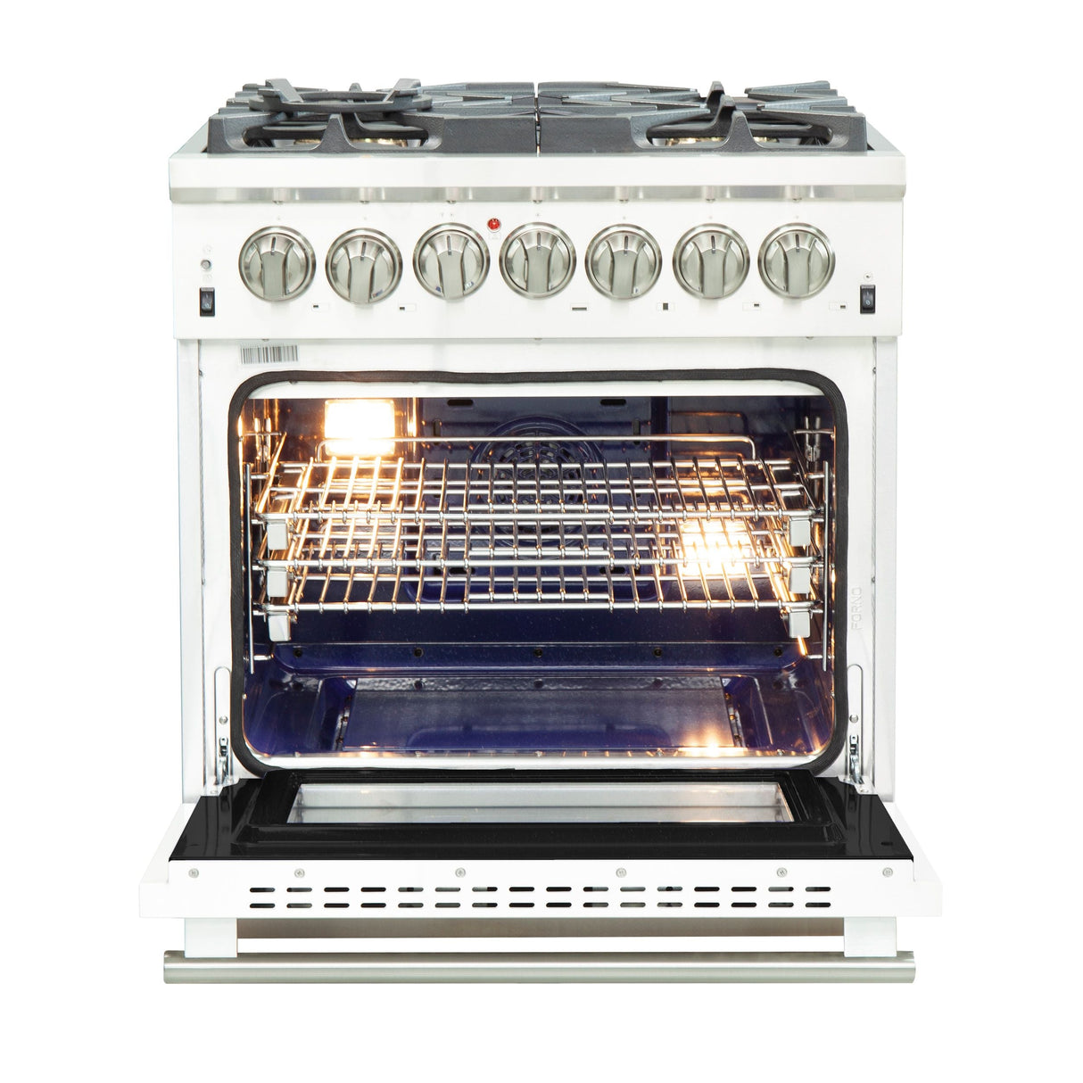 FORNO Capriasca 30" 4.32 cu. ft. Dual Fuel Range with 5 Italian Burners in White, FFSGS6187-30WHT