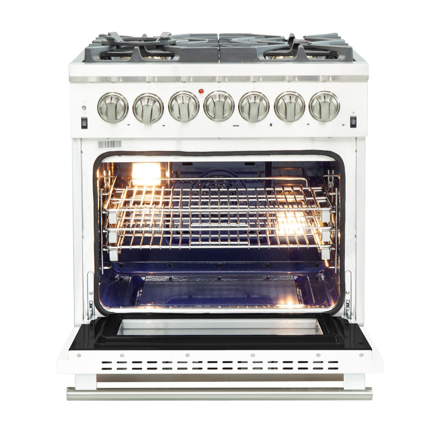 FORNO Capriasca 30" 4.32 cu. ft. Dual Fuel Range with 5 Italian Burners in White, FFSGS6187-30WHT