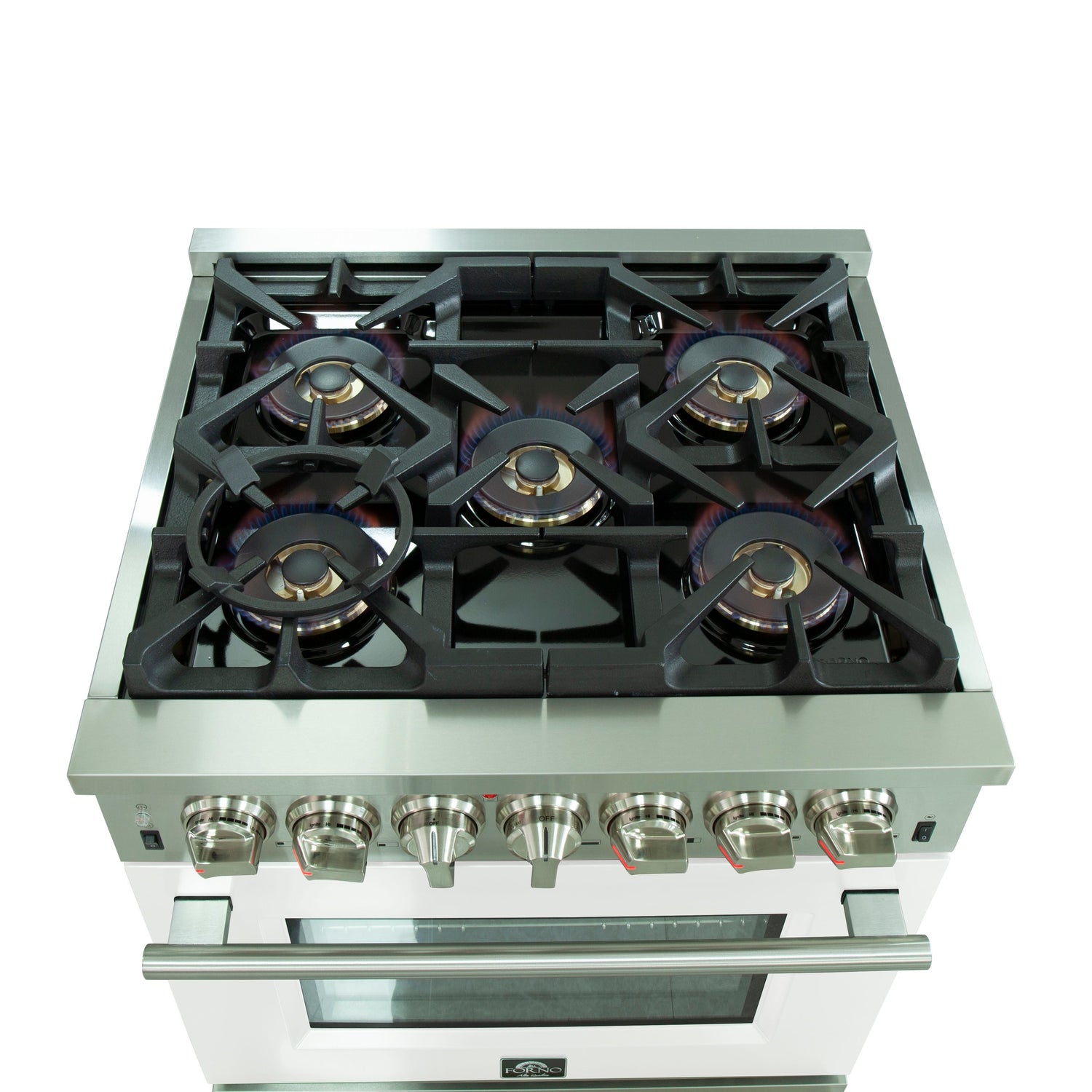 FORNO Capriasca 30" 4.32 cu. ft. Dual Fuel Range with 5 Italian Burners in White, FFSGS6187-30WHT