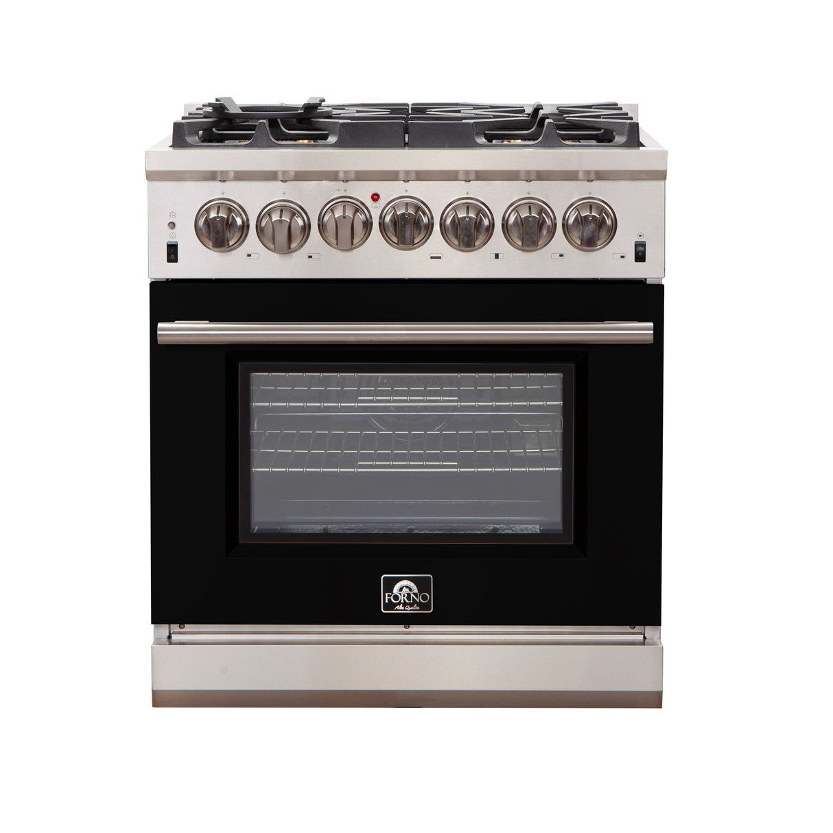 FORNO Capriasca 30″ 4.32 cu. ft. Gas Range with 5 Italian Burners in Black, FFSGS6260-30BLK