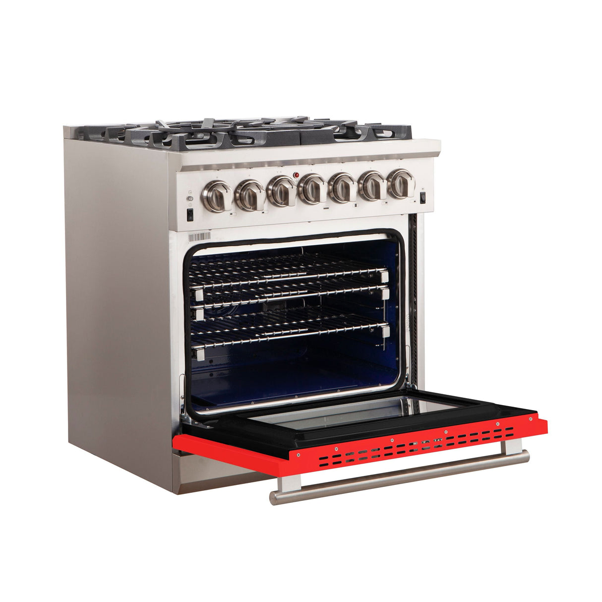 FORNO Capriasca 30″ 4.32 cu. ft. Gas Range with 5 Italian Burners in Red, FFSGS6260-30RED