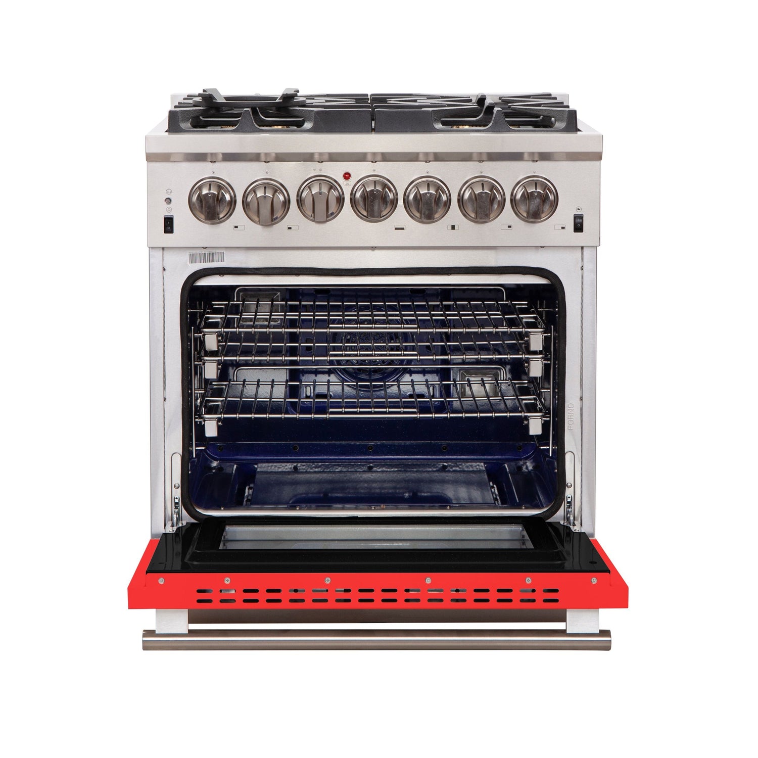 FORNO Capriasca 30″ 4.32 cu. ft. Gas Range with 5 Italian Burners in Red, FFSGS6260-30RED