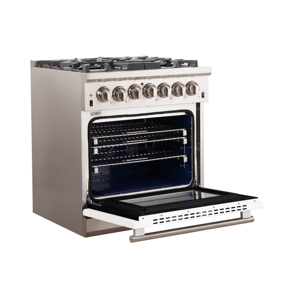 FORNO Capriasca 30″ 4.32 cu. ft. Gas Range with 5 Italian Burners in White, FFSGS6260-30WHT