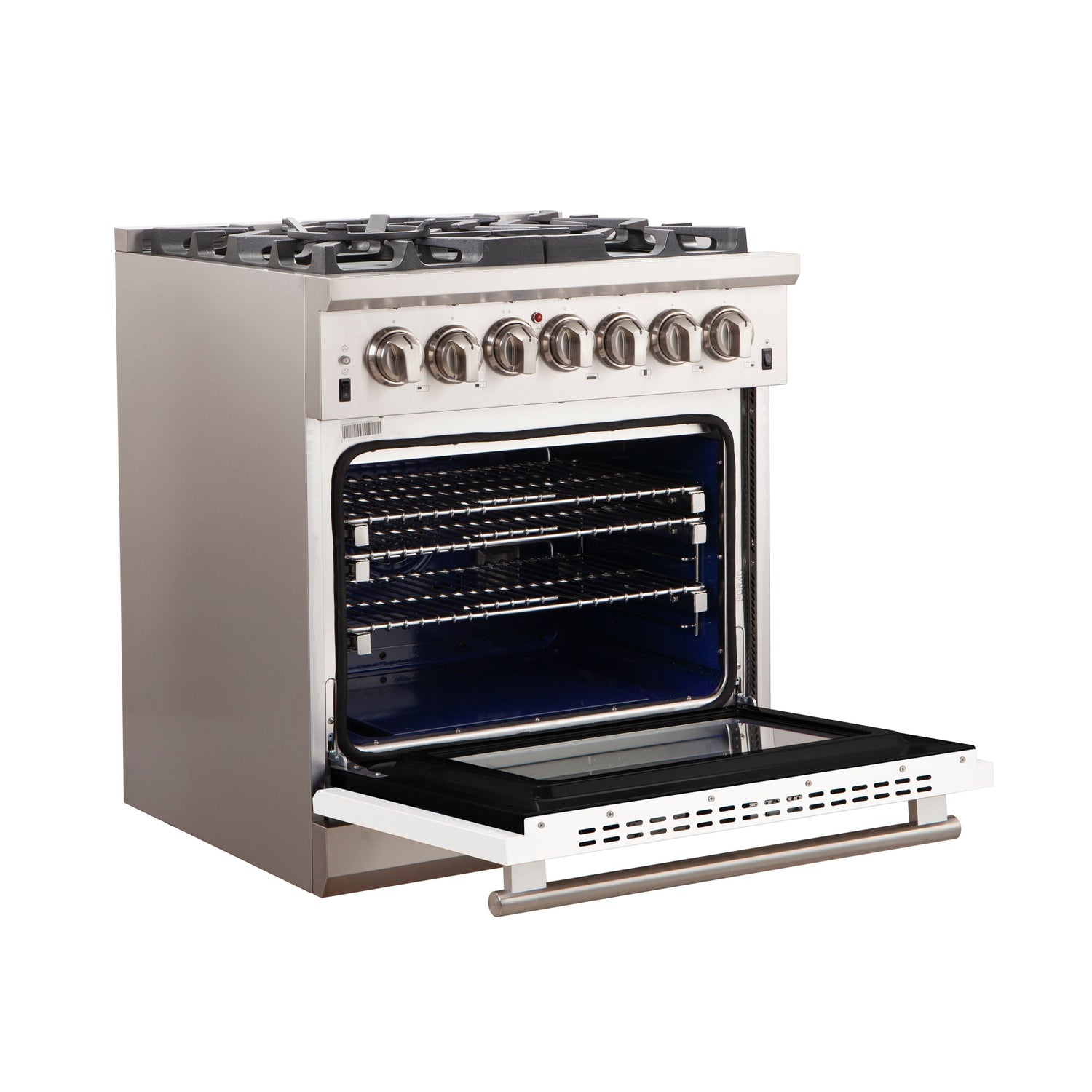 FORNO Capriasca 30″ 4.32 cu. ft. Gas Range with 5 Italian Burners in White, FFSGS6260-30WHT