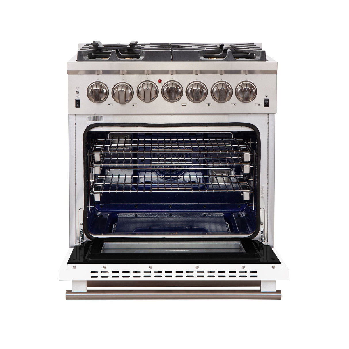 FORNO Capriasca 30″ 4.32 cu. ft. Gas Range with 5 Italian Burners in White, FFSGS6260-30WHT