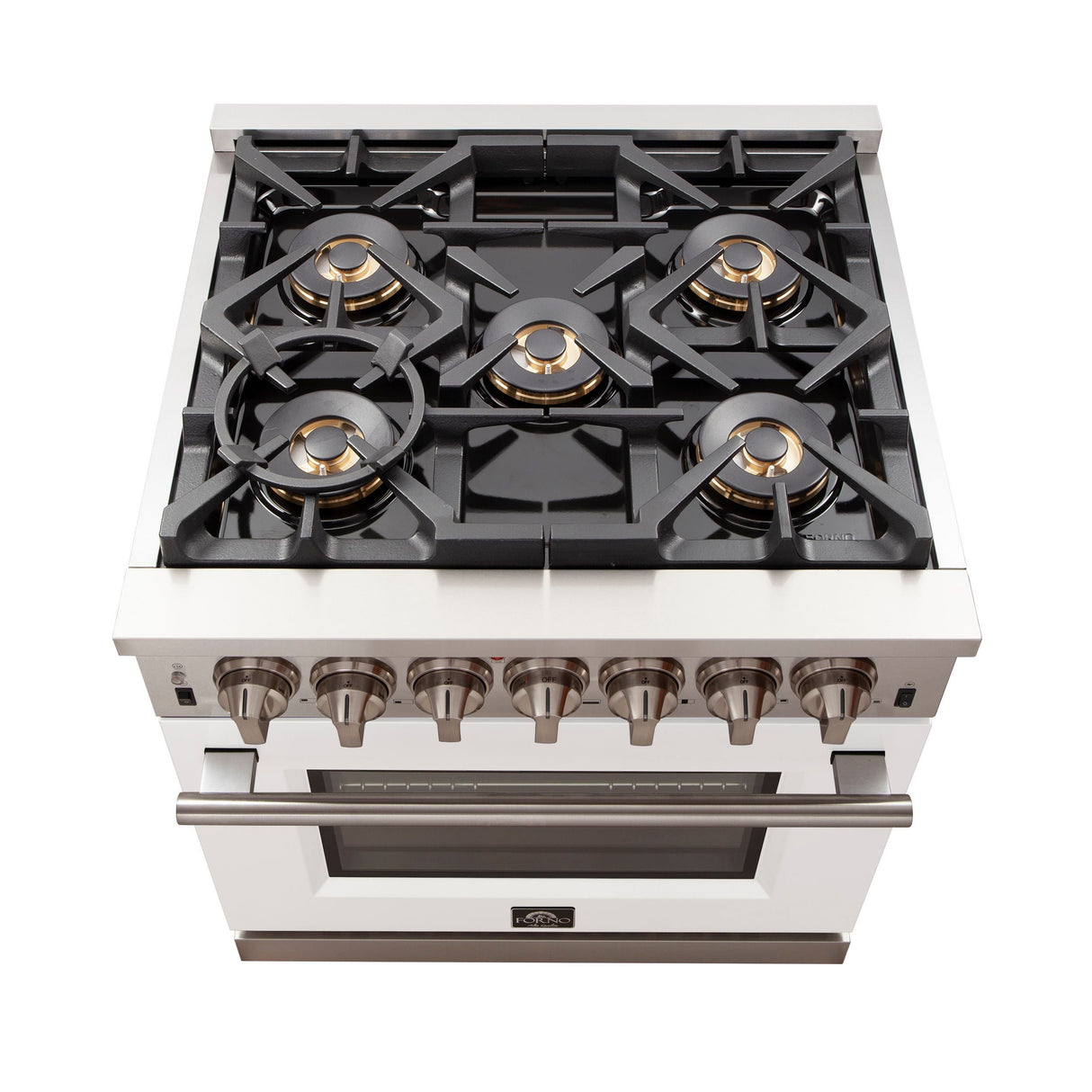 FORNO Capriasca 30″ 4.32 cu. ft. Gas Range with 5 Italian Burners in White, FFSGS6260-30WHT