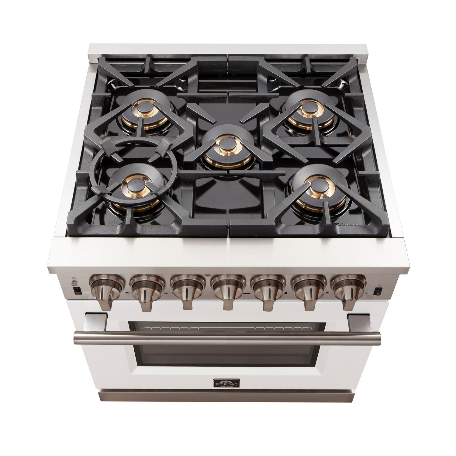 FORNO Capriasca 30″ 4.32 cu. ft. Gas Range with 5 Italian Burners in White, FFSGS6260-30WHT