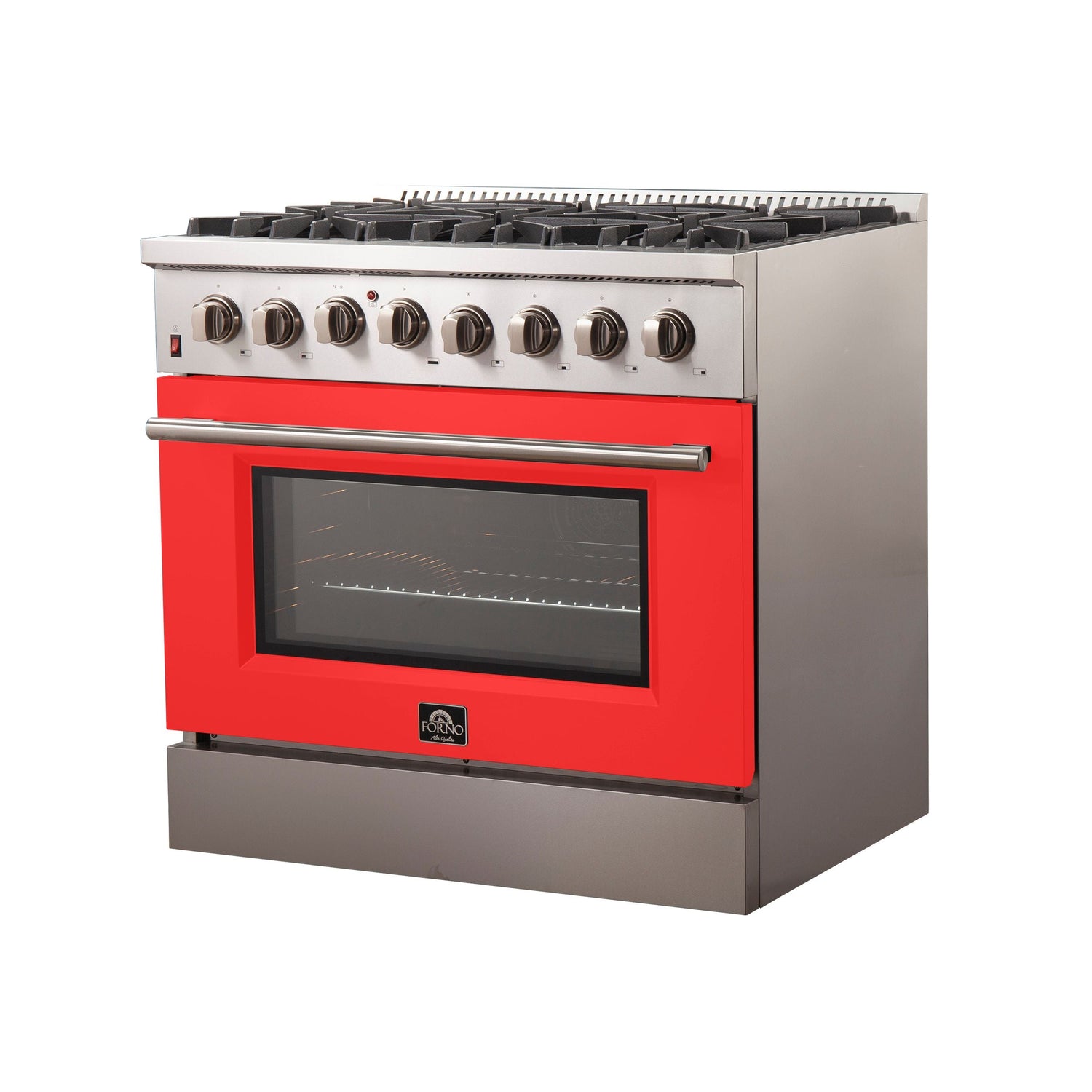 FORNO Galiano 36" 5.36 cu. ft. Dual Fuel Range with 6 Italian Burners in Red, FFSGS6156-36RED