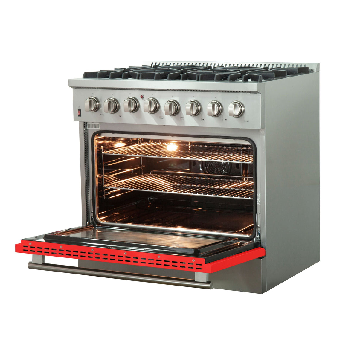 FORNO Galiano 36" 5.36 cu. ft. Dual Fuel Range with 6 Italian Burners in Red, FFSGS6156-36RED