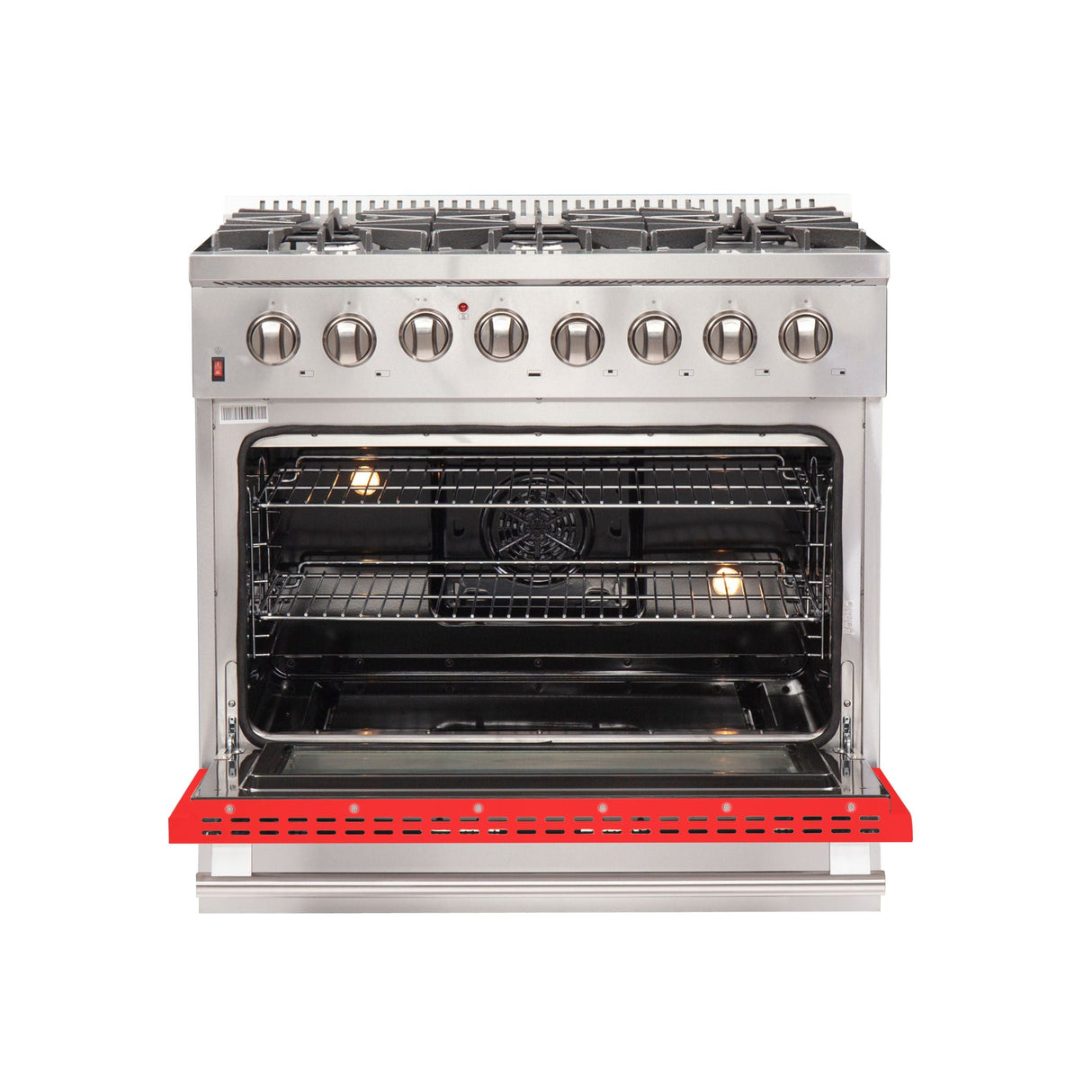 FORNO Galiano 36" 5.36 cu. ft. Dual Fuel Range with 6 Italian Burners in Red, FFSGS6156-36RED