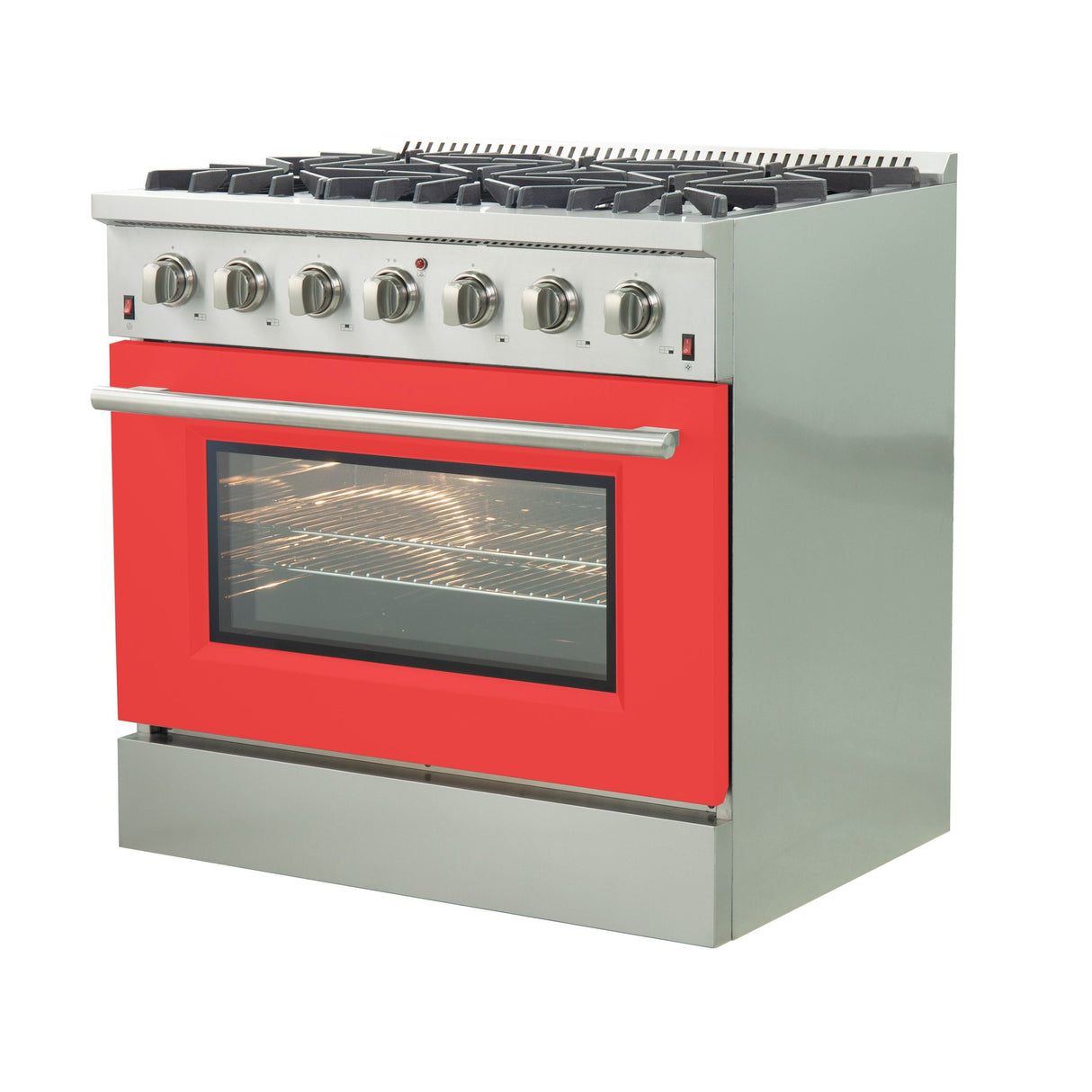 FORNO Galiano 36" 5.36 cu. ft. Gas Range with 6 Italian Burners in Red, FFSGS6244-36RED