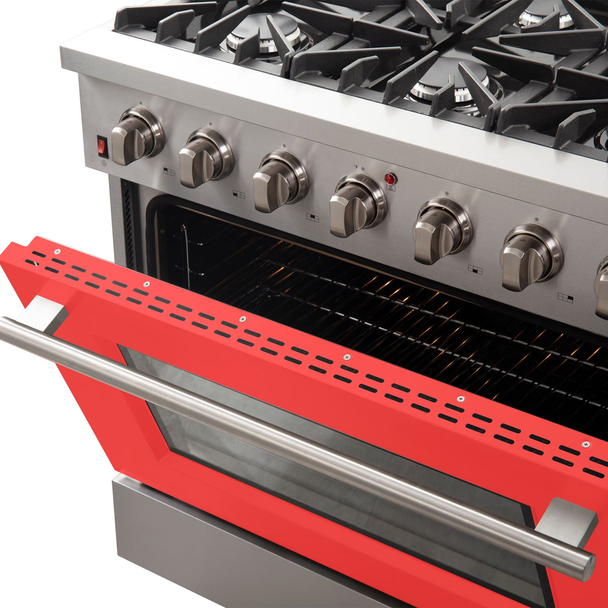 FORNO Galiano 36" 5.36 cu. ft. Gas Range with 6 Italian Burners in Red, FFSGS6244-36RED