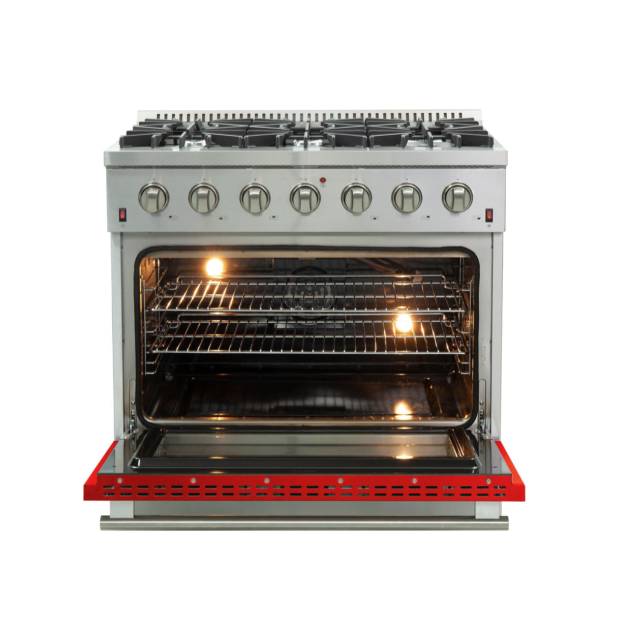 FORNO Galiano 36" 5.36 cu. ft. Gas Range with 6 Italian Burners in Red, FFSGS6244-36RED