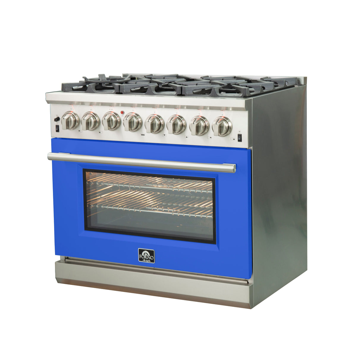 FORNO Capriasca 36" 5.36 cu. ft. Dual Fuel Range with 6 Italian Burners in Blue, FFSGS6187-36BLU