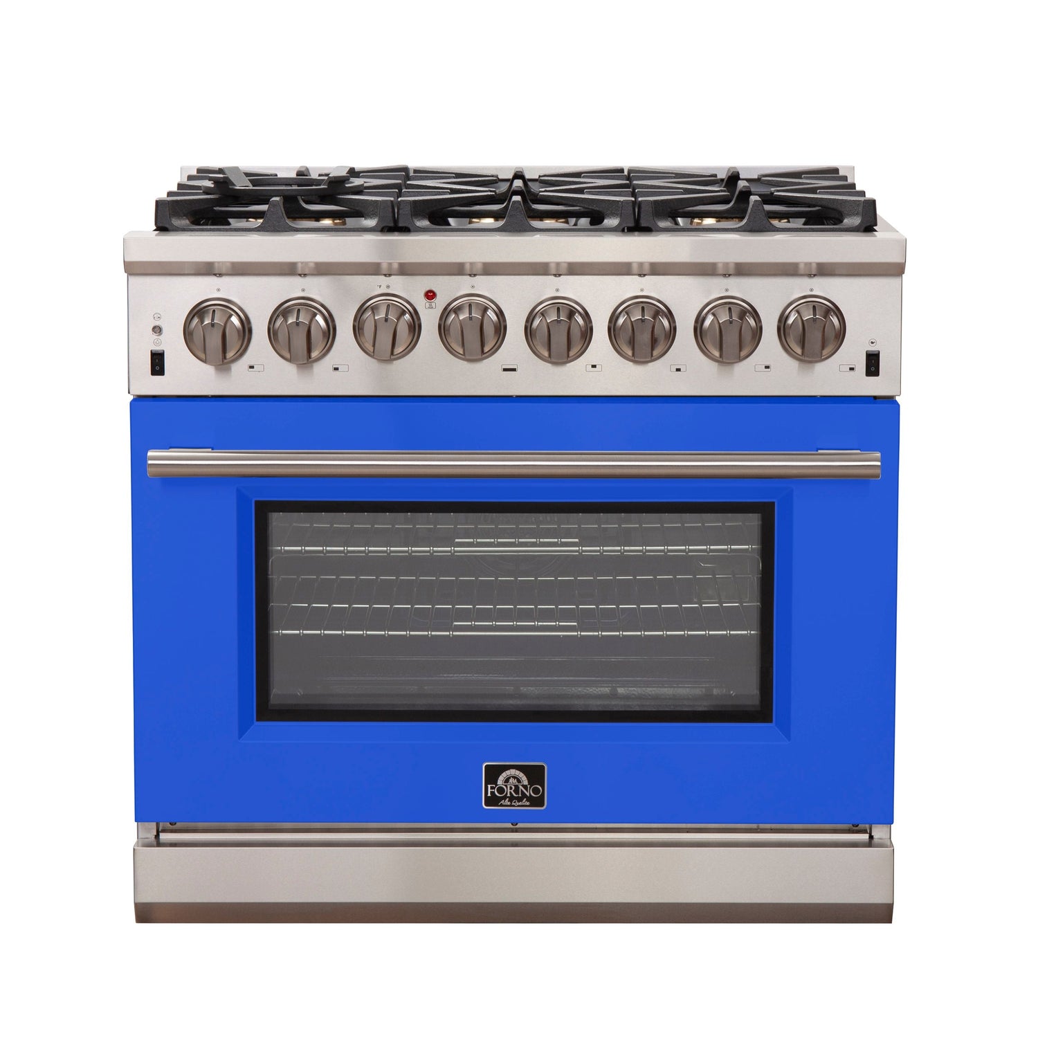 FORNO Capriasca 36" 5.36 cu. ft. Dual Fuel Range with 6 Italian Burners in Blue, FFSGS6187-36BLU