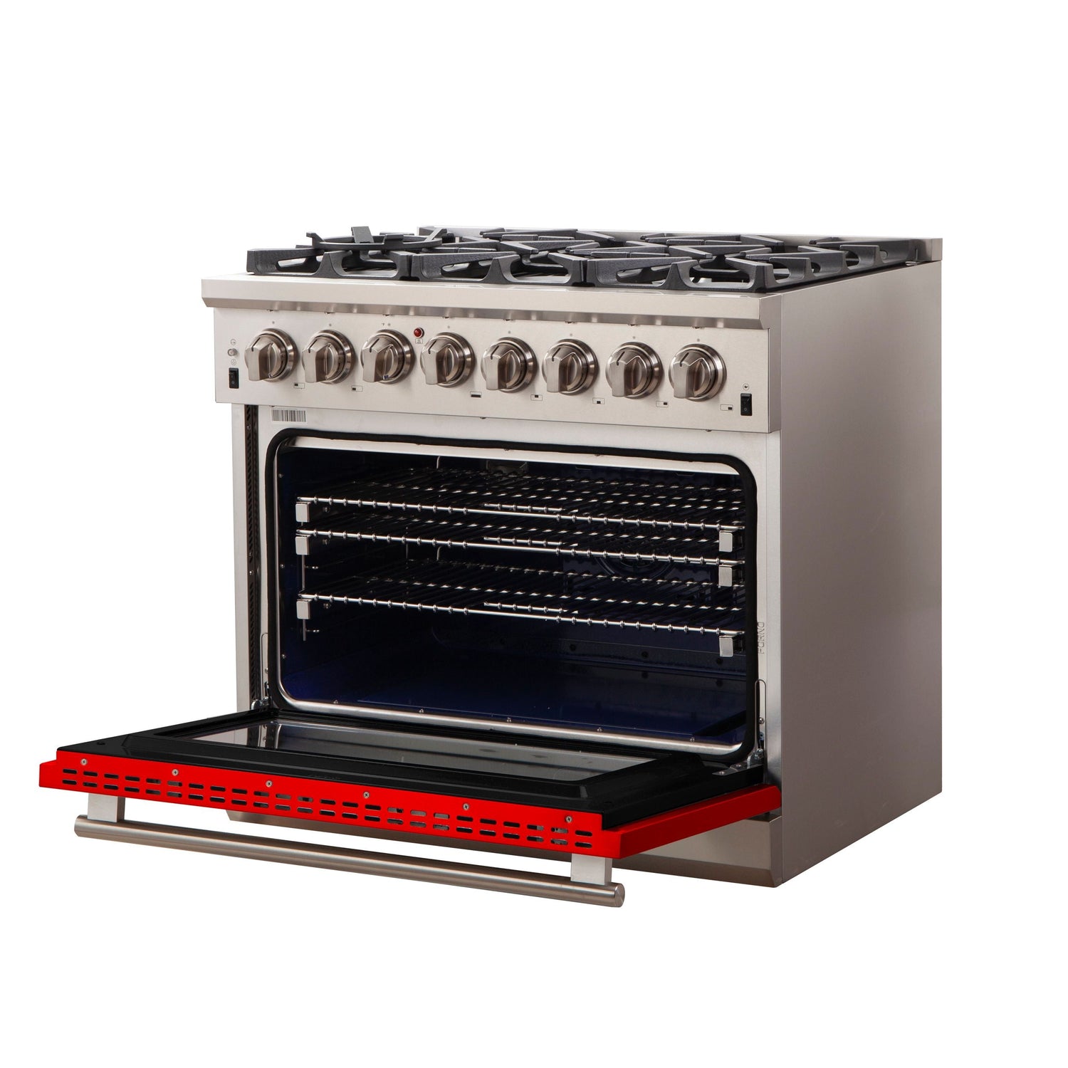FORNO Capriasca 36" 5.36 cu. ft. Dual Fuel Range with 6 Italian Burners in Red, FFSGS6187-36RED