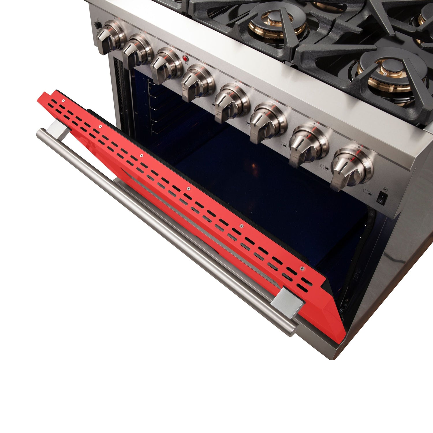 FORNO Capriasca 36" 5.36 cu. ft. Dual Fuel Range with 6 Italian Burners in Red, FFSGS6187-36RED