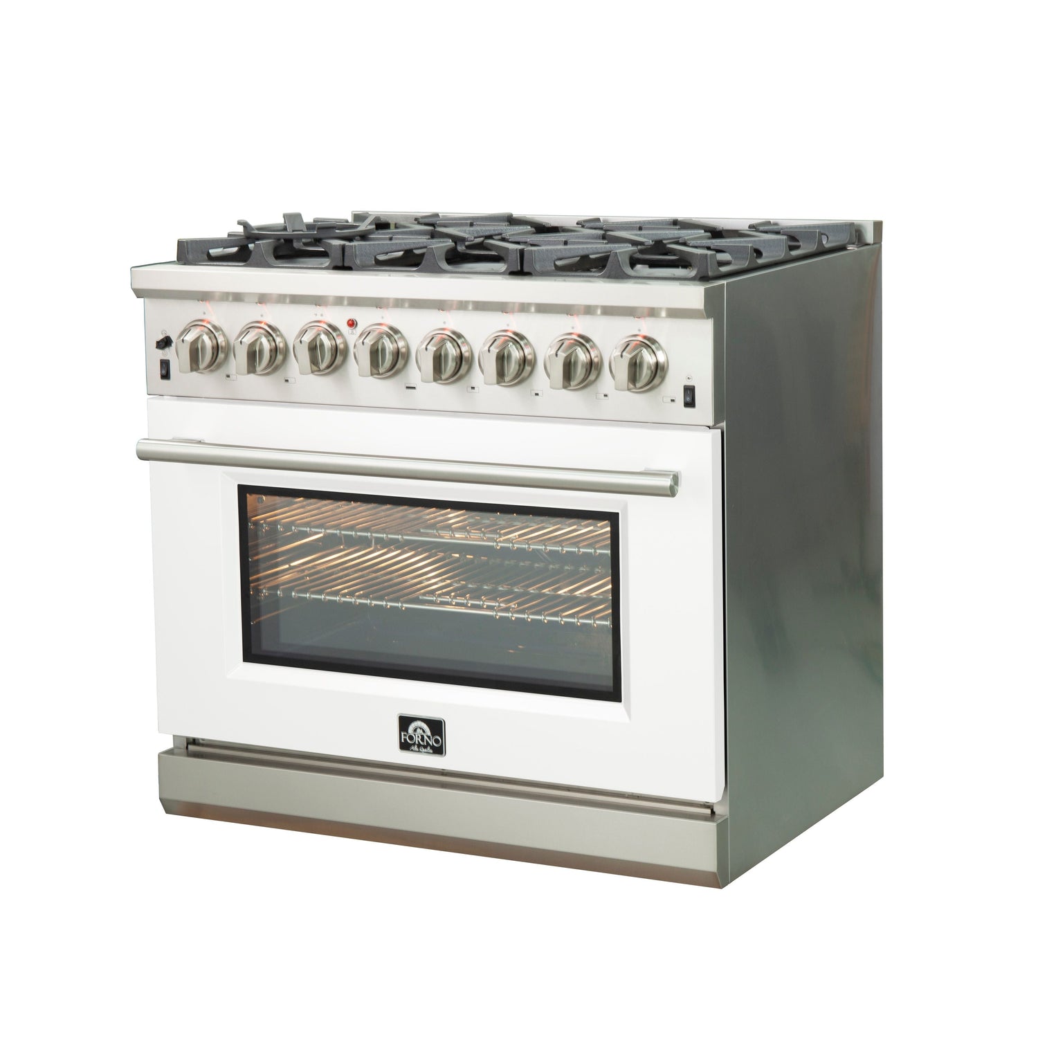 FORNO Capriasca 36" 5.36 cu. ft. Dual Fuel Range with 6 Italian Burners in White, FFSGS6187-36WHT