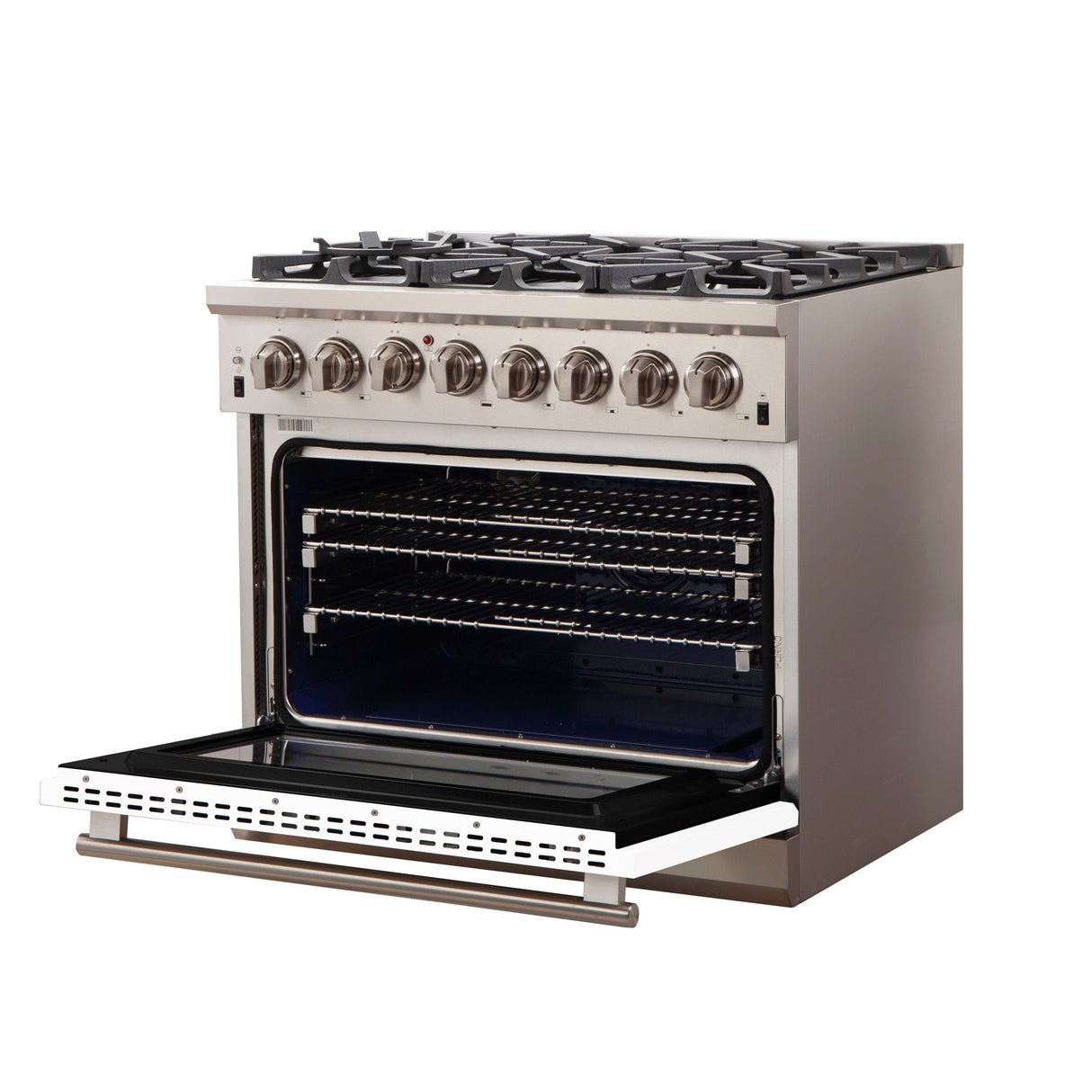 FORNO Capriasca 36" 5.36 cu. ft. Dual Fuel Range with 6 Italian Burners in White, FFSGS6187-36WHT