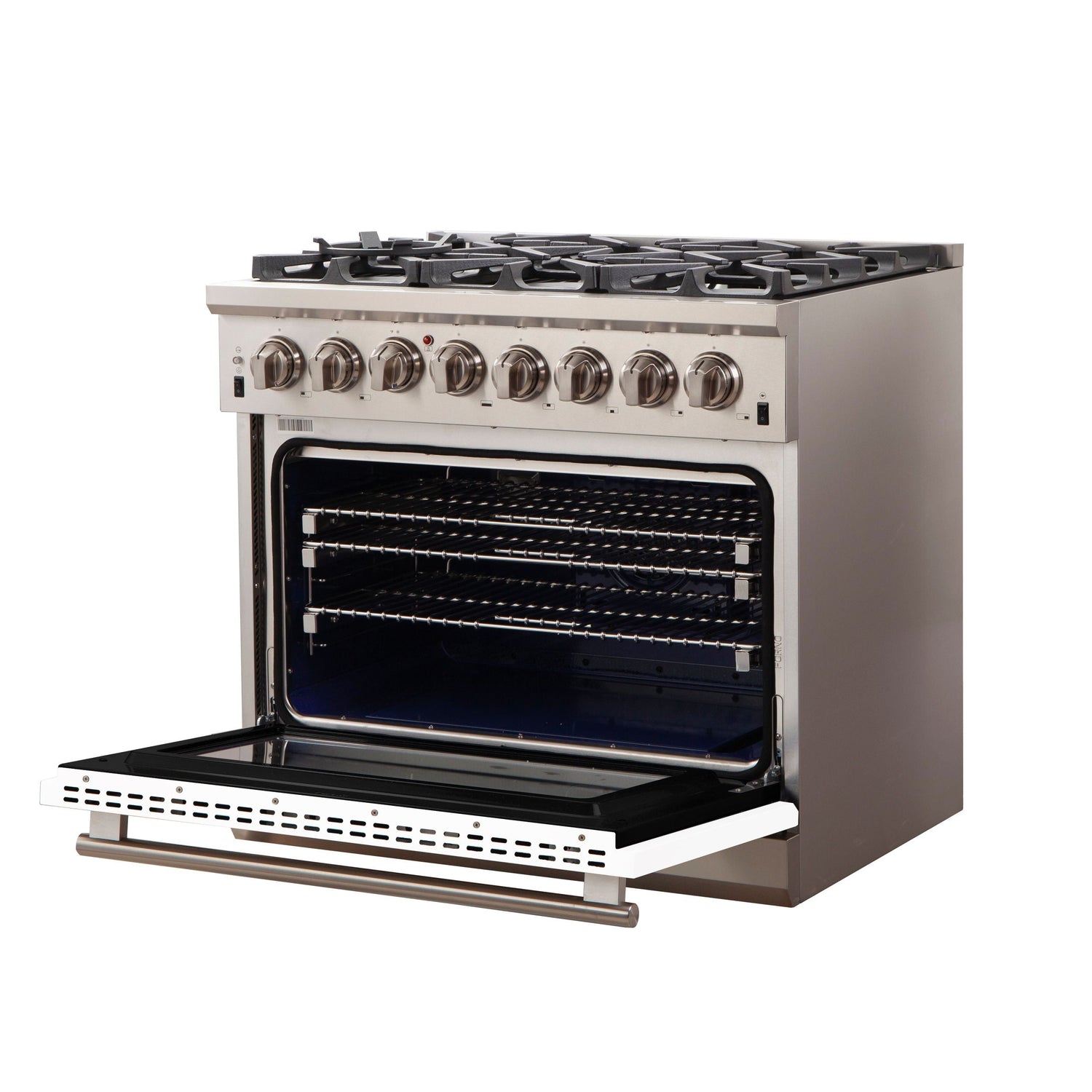 FORNO Capriasca 36" 5.36 cu. ft. Dual Fuel Range with 6 Italian Burners in White, FFSGS6187-36WHT