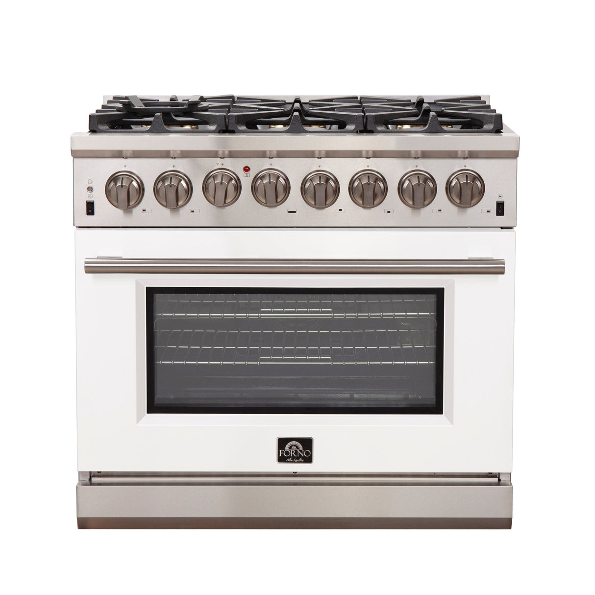 FORNO Capriasca 36" 5.36 cu. ft. Dual Fuel Range with 6 Italian Burners in White, FFSGS6187-36WHT