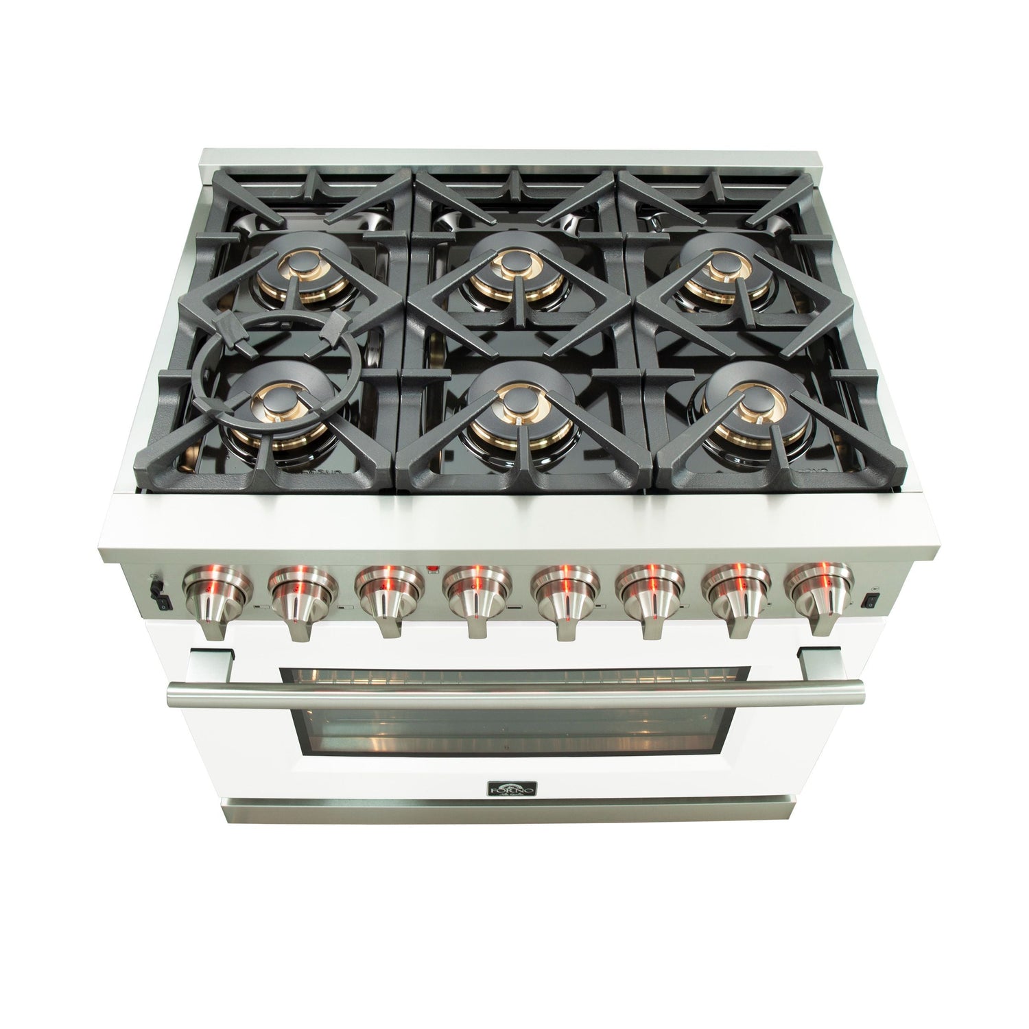 FORNO Capriasca 36" 5.36 cu. ft. Dual Fuel Range with 6 Italian Burners in White, FFSGS6187-36WHT