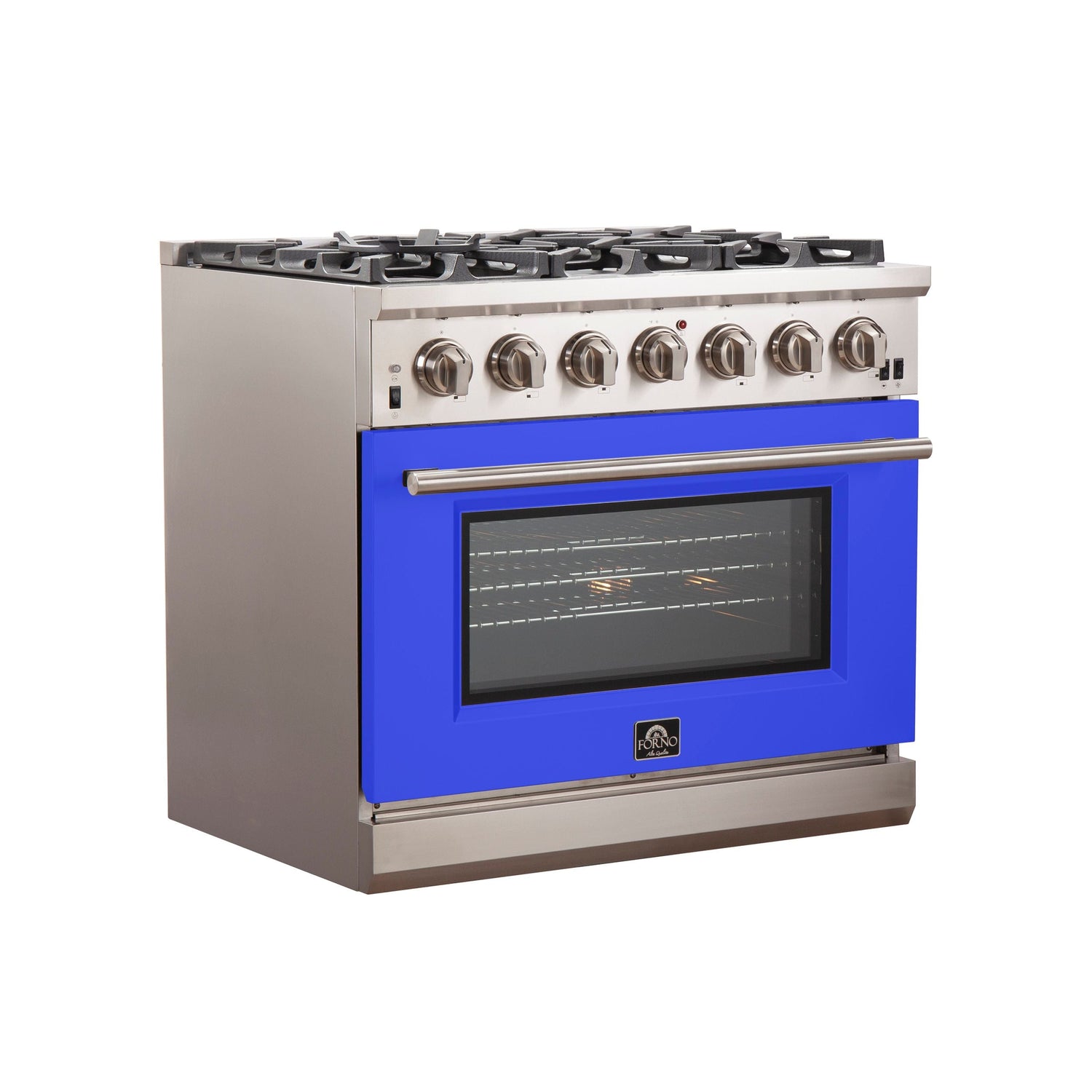 FORNO Capriasca 36" 5.36 cu. ft. Gas Range with 6 Italian Burners in Blue, FFSGS6260-36BLU