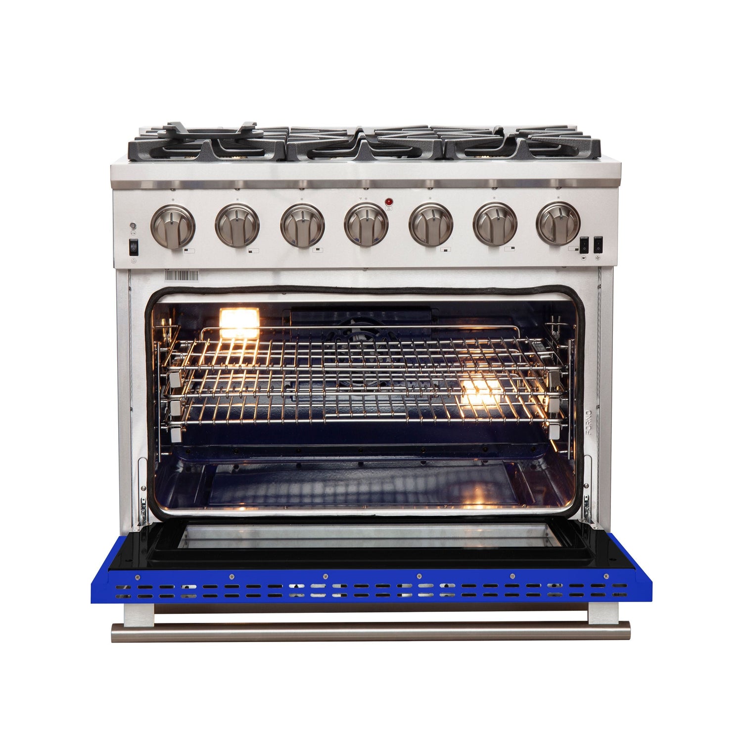 FORNO Capriasca 36" 5.36 cu. ft. Gas Range with 6 Italian Burners in Blue, FFSGS6260-36BLU