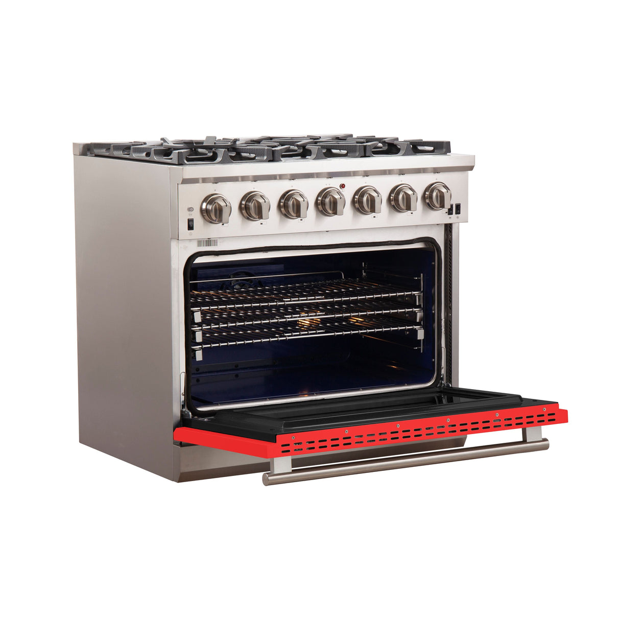 FORNO Capriasca 36" 5.36 cu. ft. Gas Range with 6 Italian Burners in Red, FFSGS6260-36RED