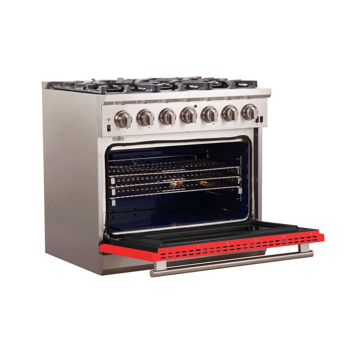 FORNO Capriasca 36" 5.36 cu. ft. Gas Range with 6 Italian Burners in Red, FFSGS6260-36RED