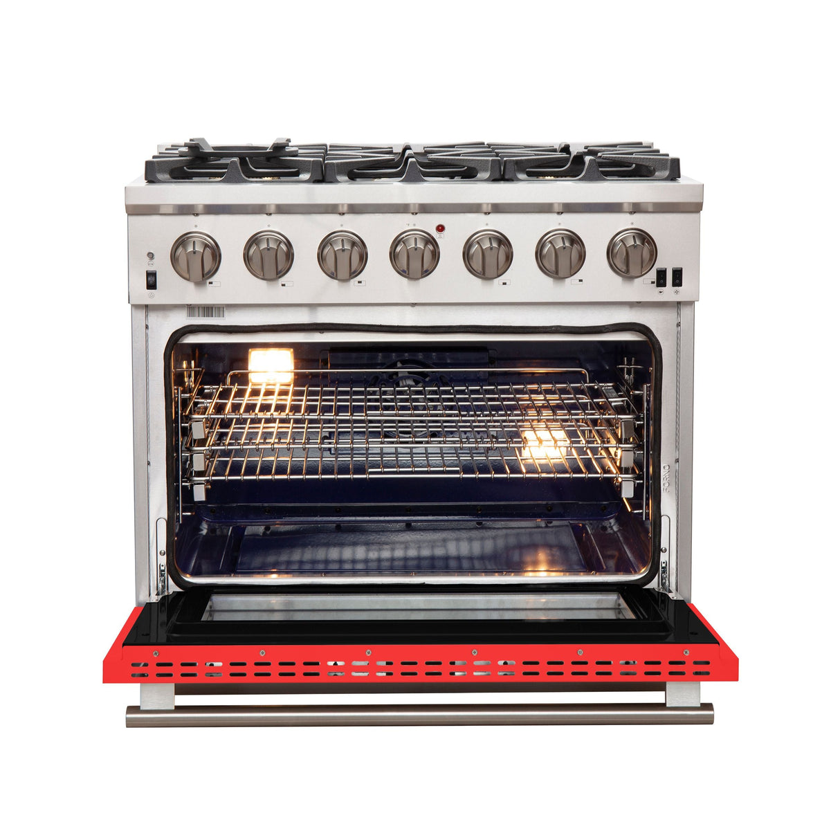FORNO Capriasca 36" 5.36 cu. ft. Gas Range with 6 Italian Burners in Red, FFSGS6260-36RED
