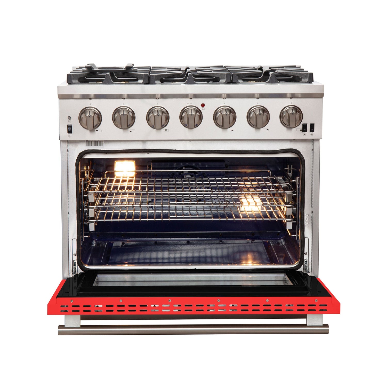 FORNO Capriasca 36" 5.36 cu. ft. Gas Range with 6 Italian Burners in Red, FFSGS6260-36RED