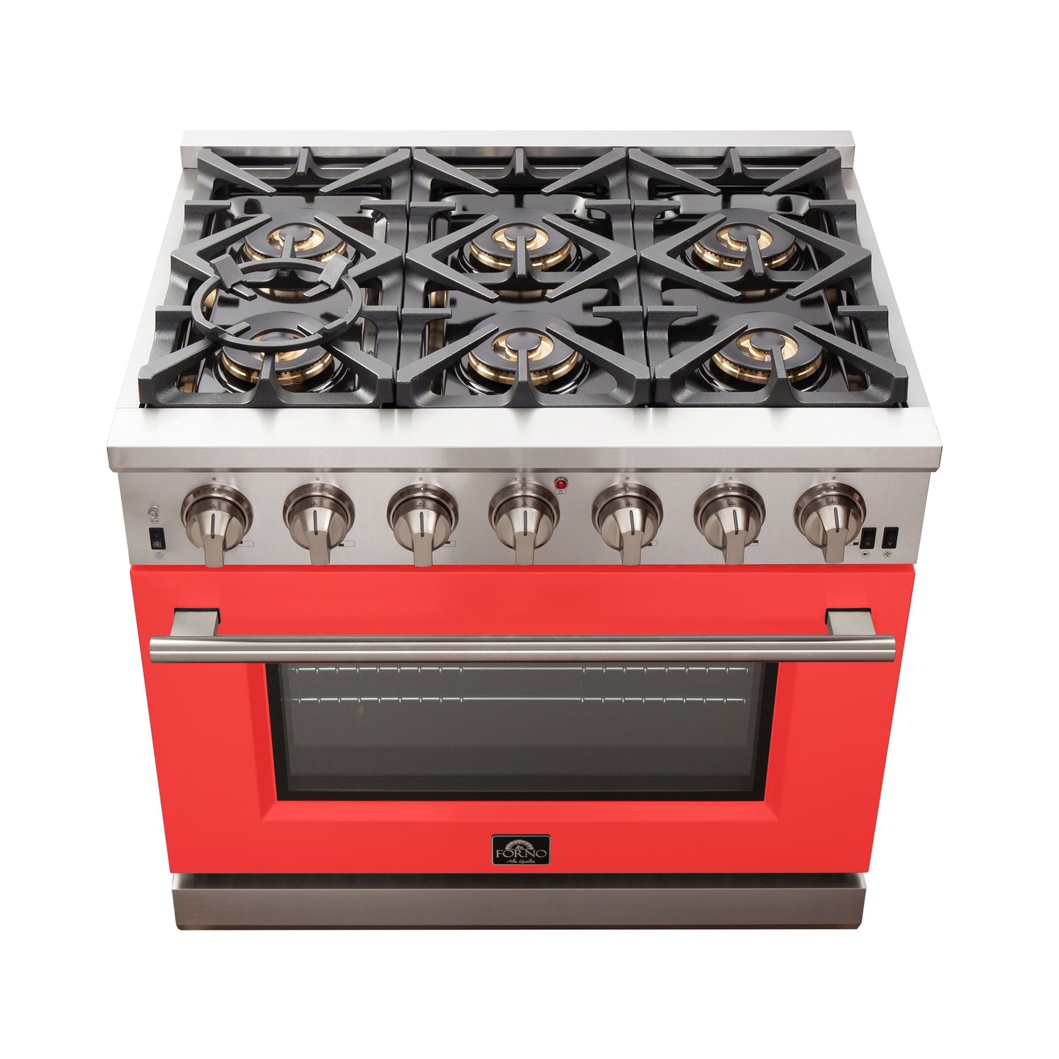 FORNO Capriasca 36" 5.36 cu. ft. Gas Range with 6 Italian Burners in Red, FFSGS6260-36RED