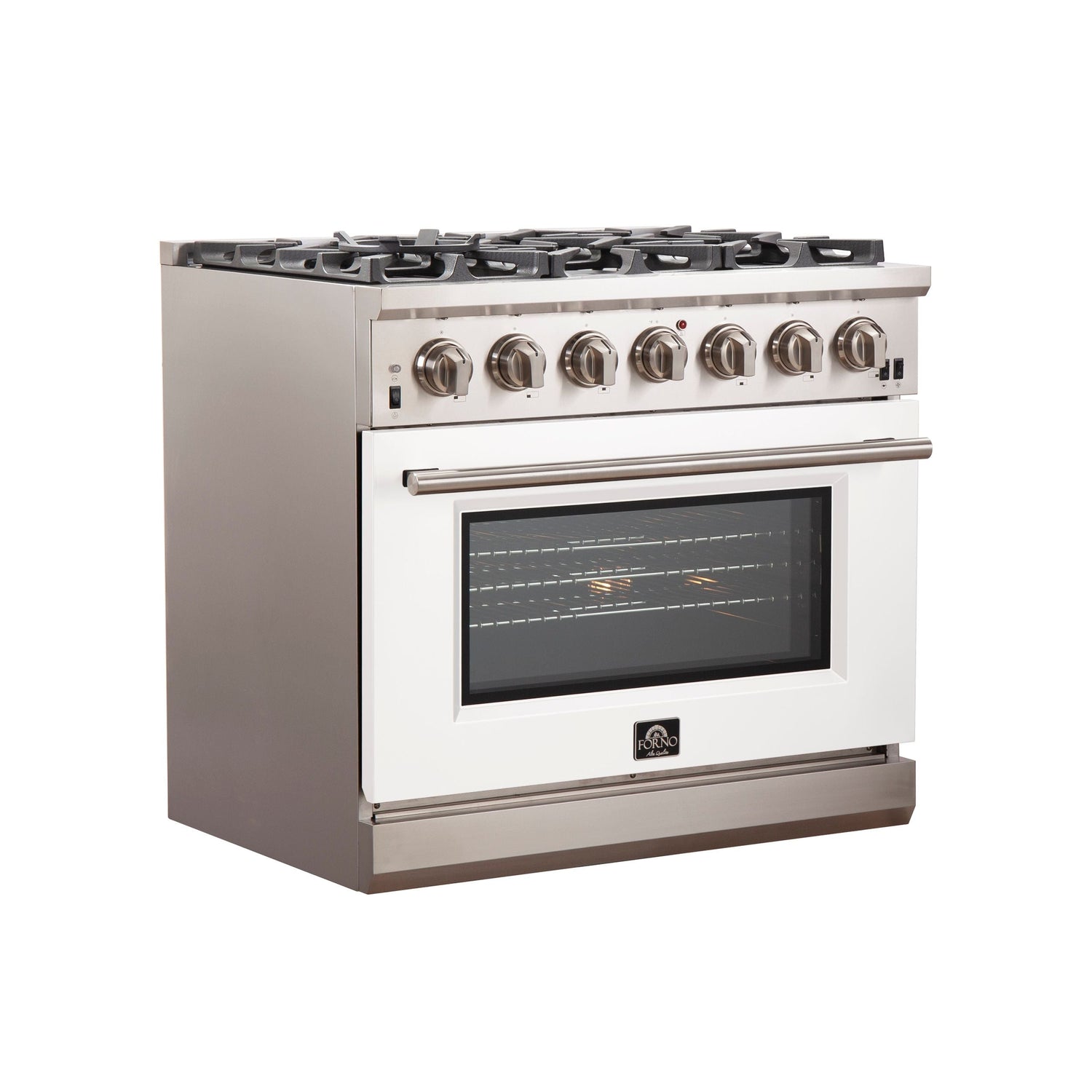 FORNO Capriasca 36" 5.36 cu. ft. Gas Range with 6 Italian Burners in White, FFSGS6260-36WHT