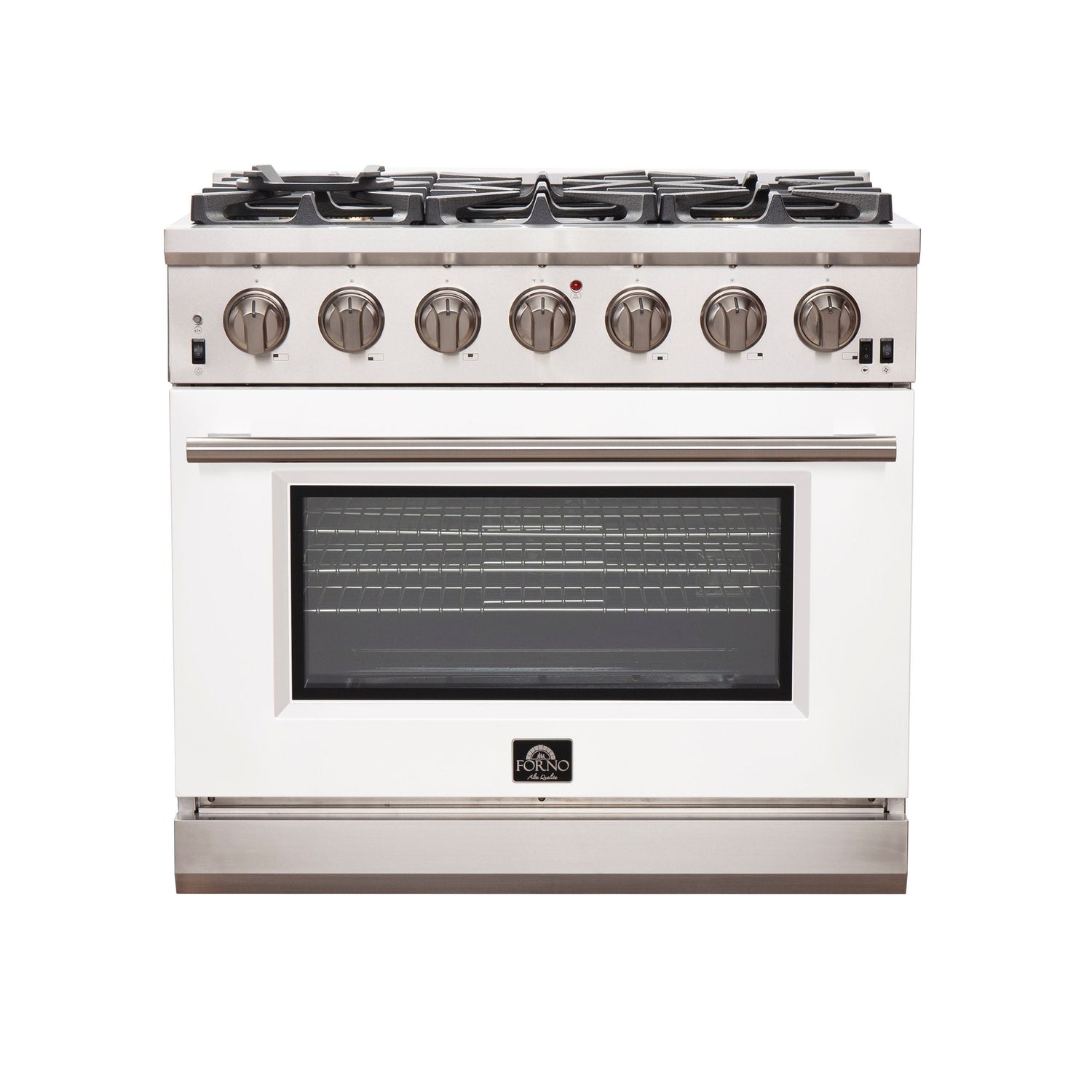 FORNO Capriasca 36" 5.36 cu. ft. Gas Range with 6 Italian Burners in White, FFSGS6260-36WHT
