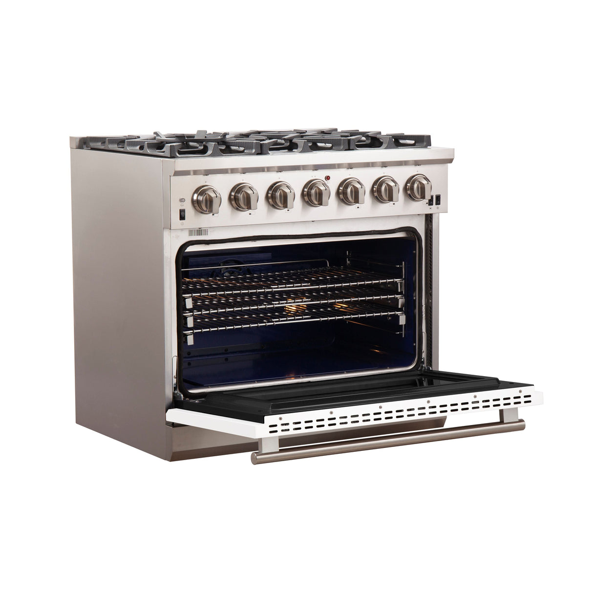FORNO Capriasca 36" 5.36 cu. ft. Gas Range with 6 Italian Burners in White, FFSGS6260-36WHT