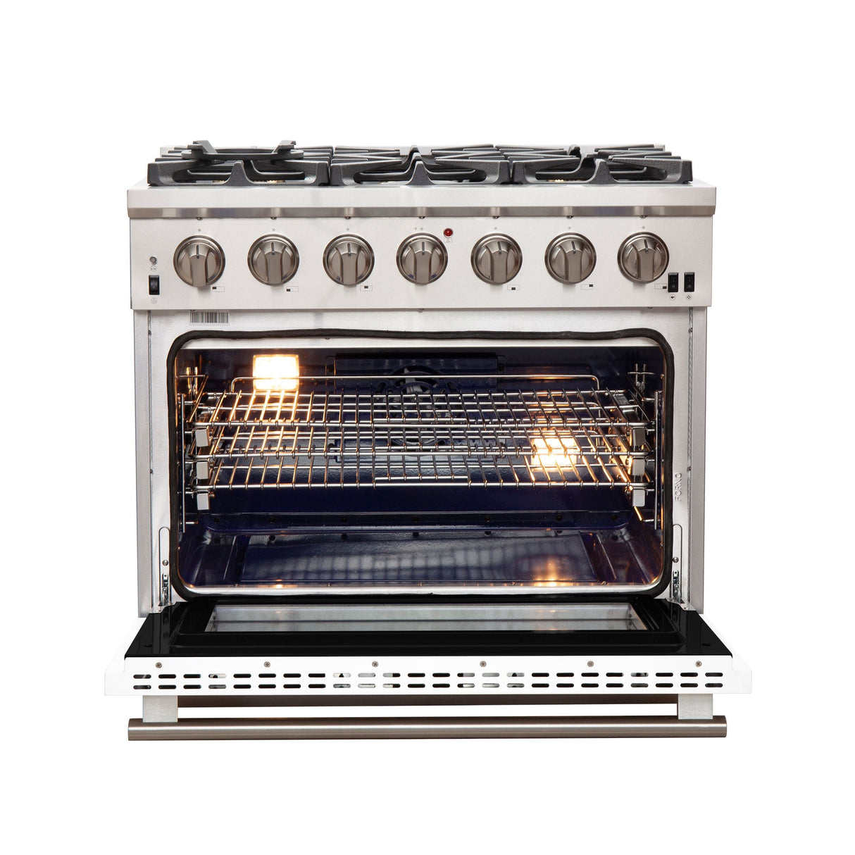 FORNO Capriasca 36" 5.36 cu. ft. Gas Range with 6 Italian Burners in White, FFSGS6260-36WHT
